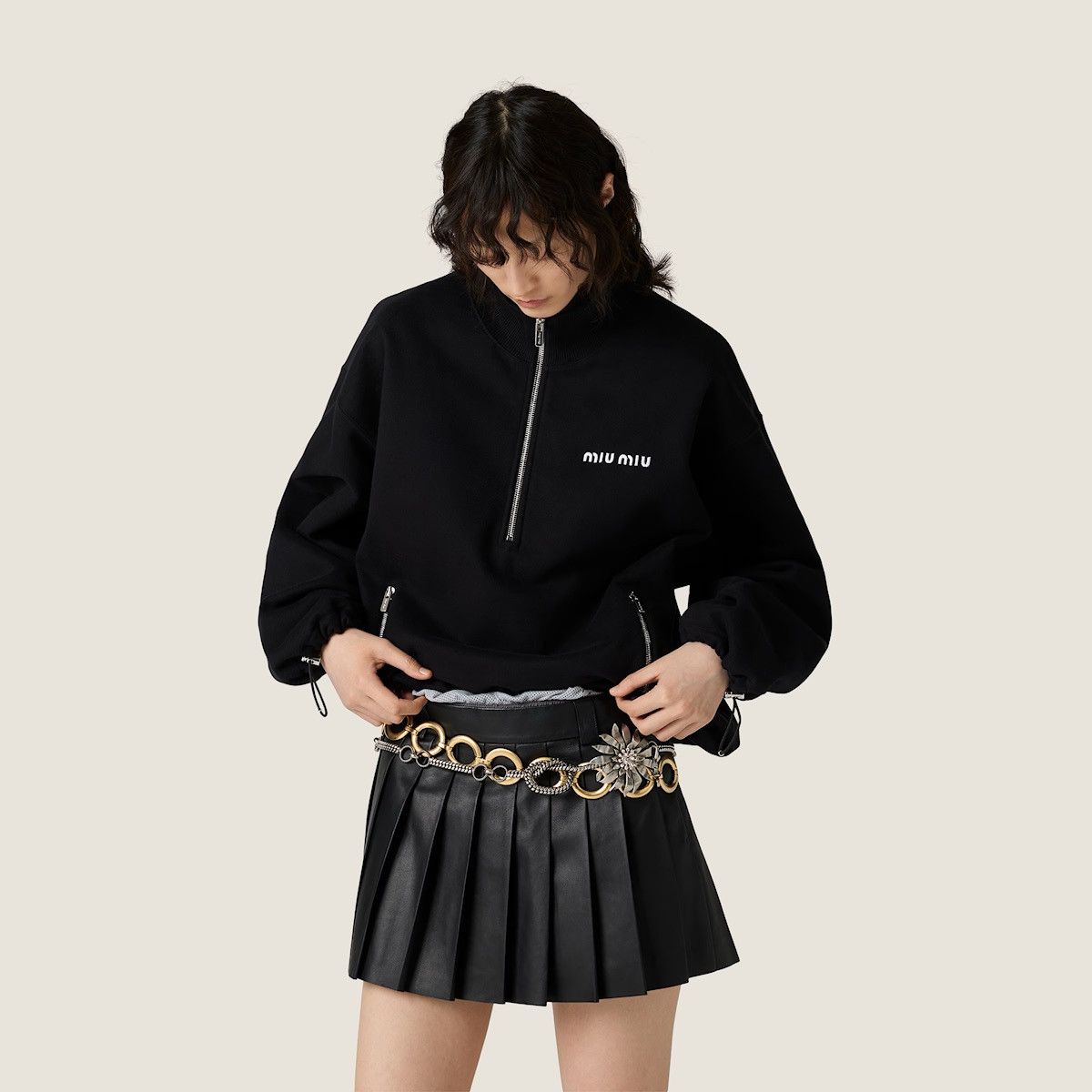 Miu Miu Miu Miu Cotton fleece zipper sweatshirt Size XS / US 0-2 / IT 36-38 - 2 Thumbnail