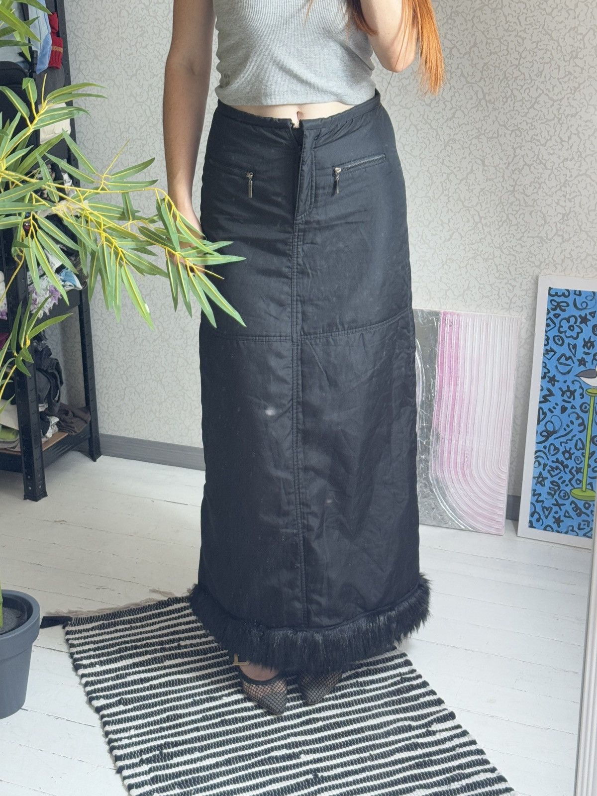 Other VINTAGE PUFFER 2000s MAXI SKIRT Size 28" / US 6 / IT 42 - 4 Thumbnail