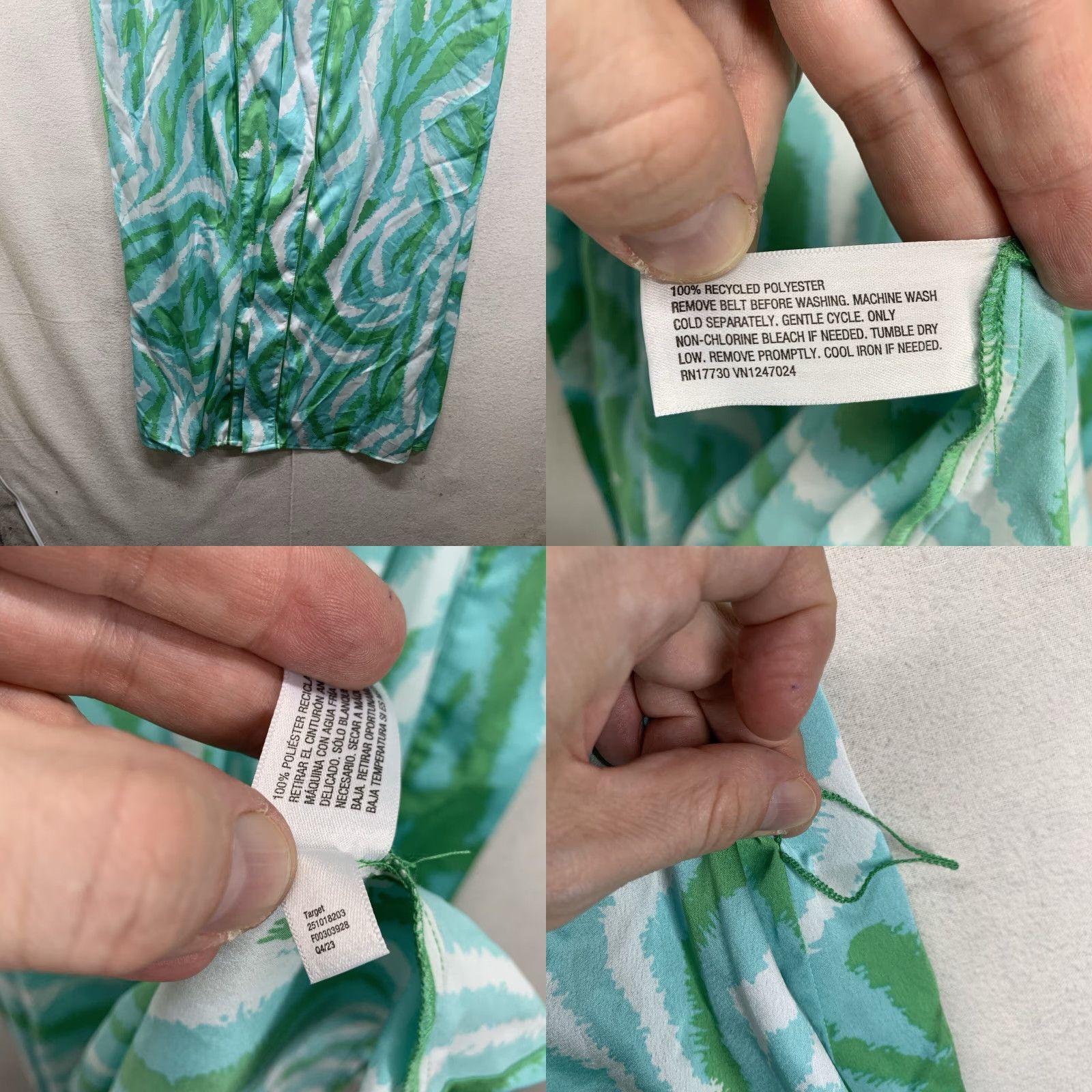 Diane von Furstenberg DVF for Target Robe Women 2XS Green Zebra Satin Beach Cover-Up Kimono 3/4 Sleeve Size ONE SIZE - 8 Thumbnail