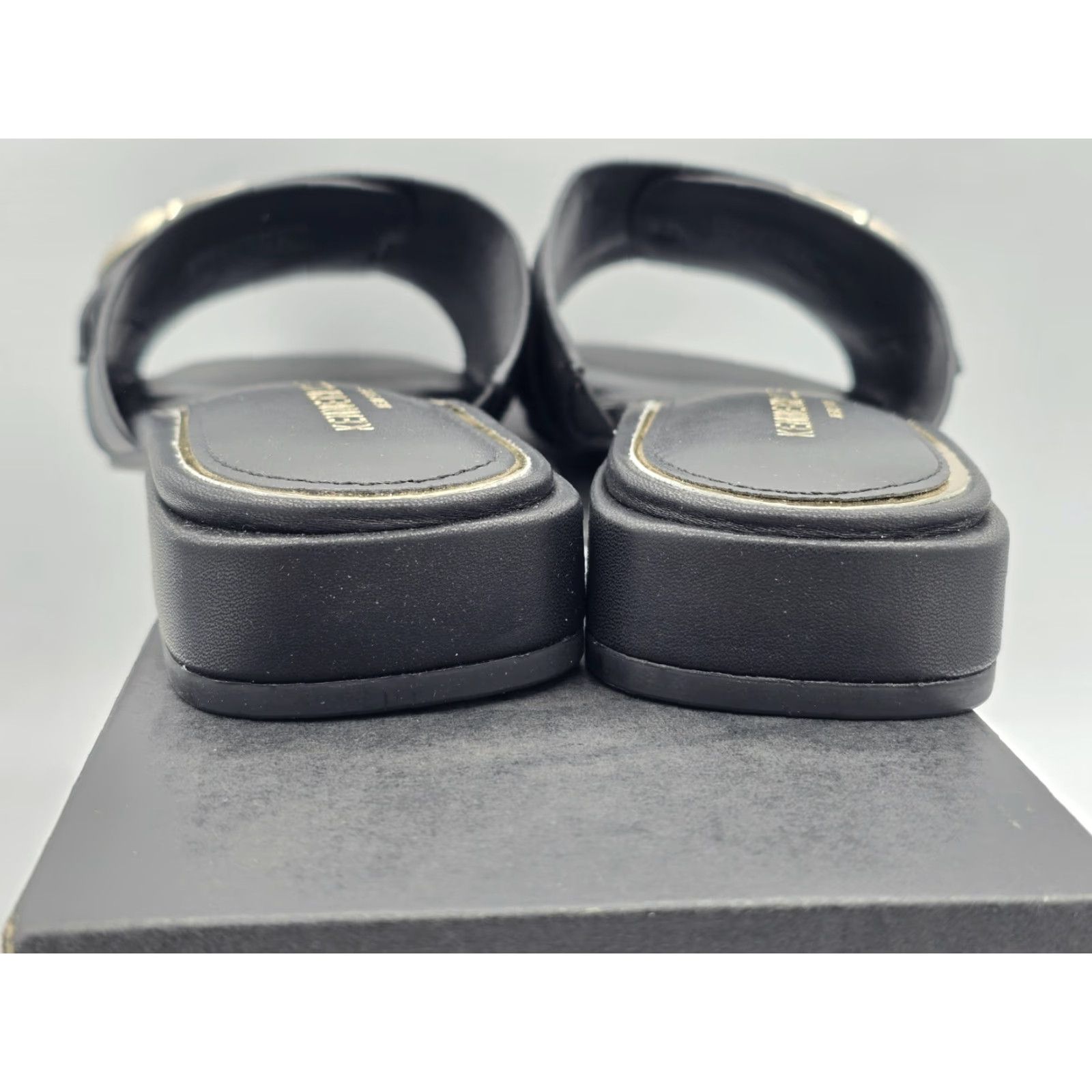 Kenneth Cole Kenneth Cole New York Women's Ingrid Sandal Black/Gold Sz 8 M - Shoes - Sandal - Leather - Slip-On - Adult - Female Size US 8 / IT 38 - 7 Thumbnail