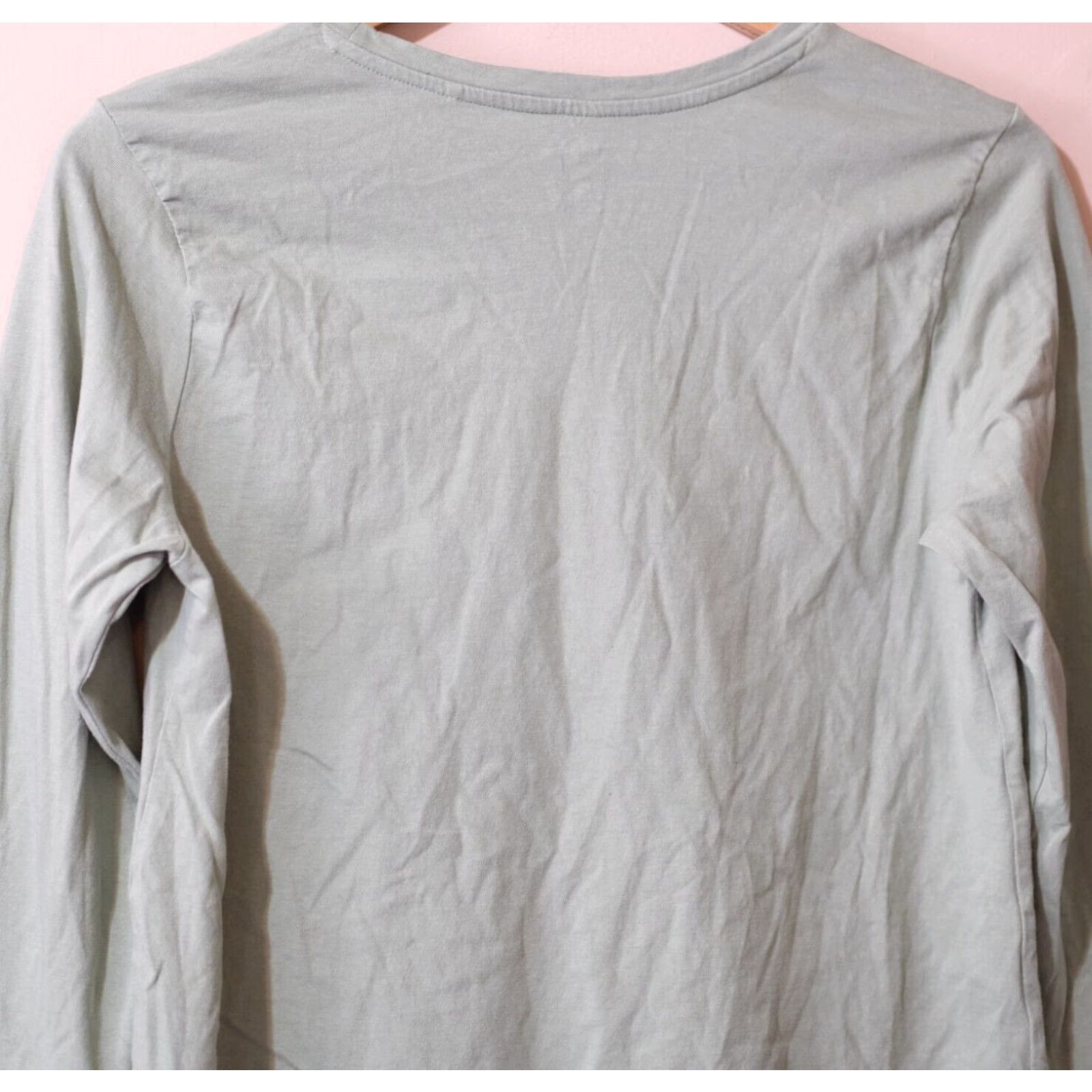 Vintage Dip Women’s M Green Longsleeve Plain T-shirt Crew Neck Organic Cotton #p43-19 Shirt Adult M Green Dip", Size M / US 6-8 / IT 42-44 - 6 Thumbnail