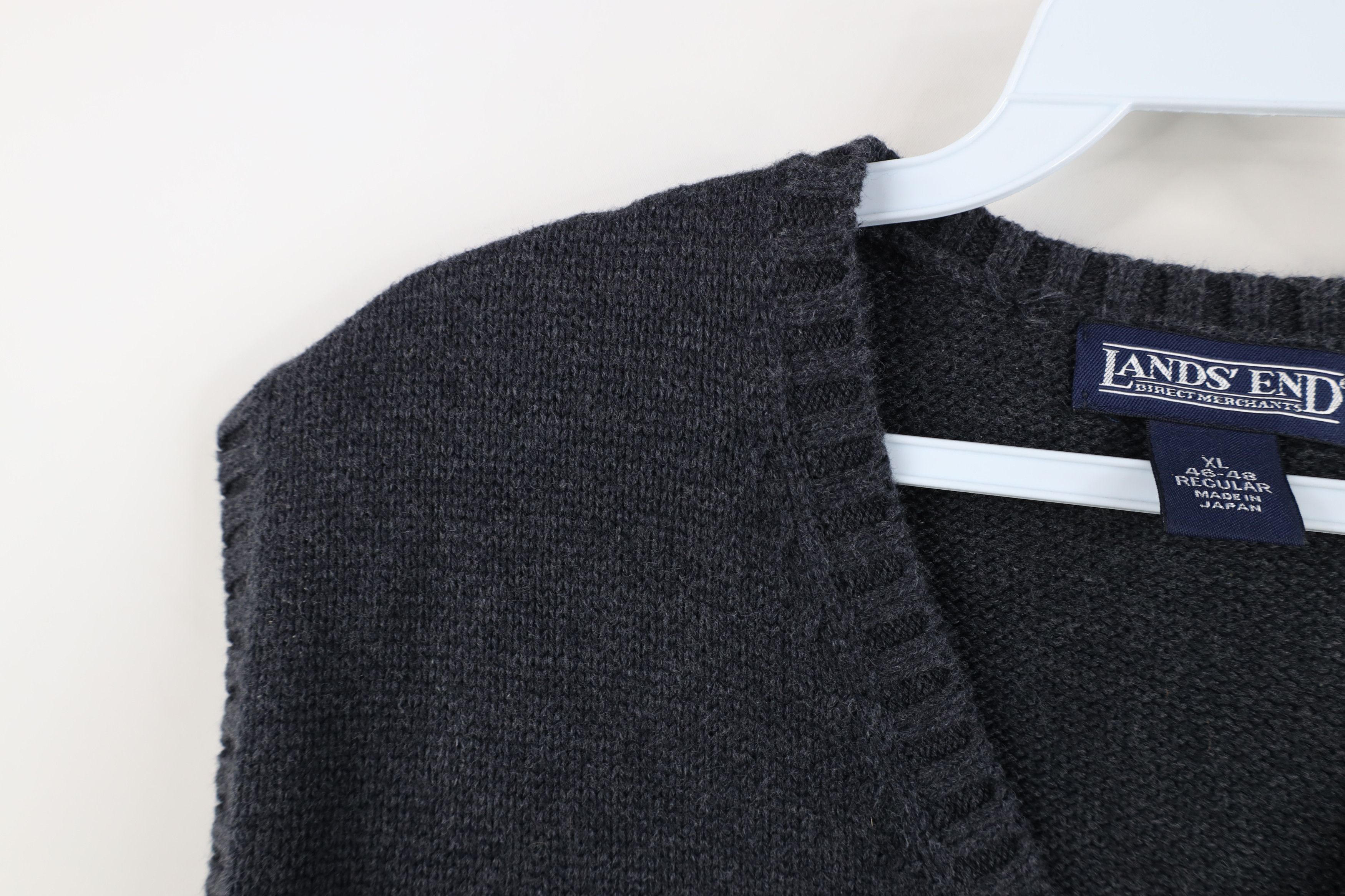 Lands' End Vintage 90s Lands End Cotton Knit Sweater Vest Charcoal Gray Size US XL / EU 56 / 4 - 6 Thumbnail