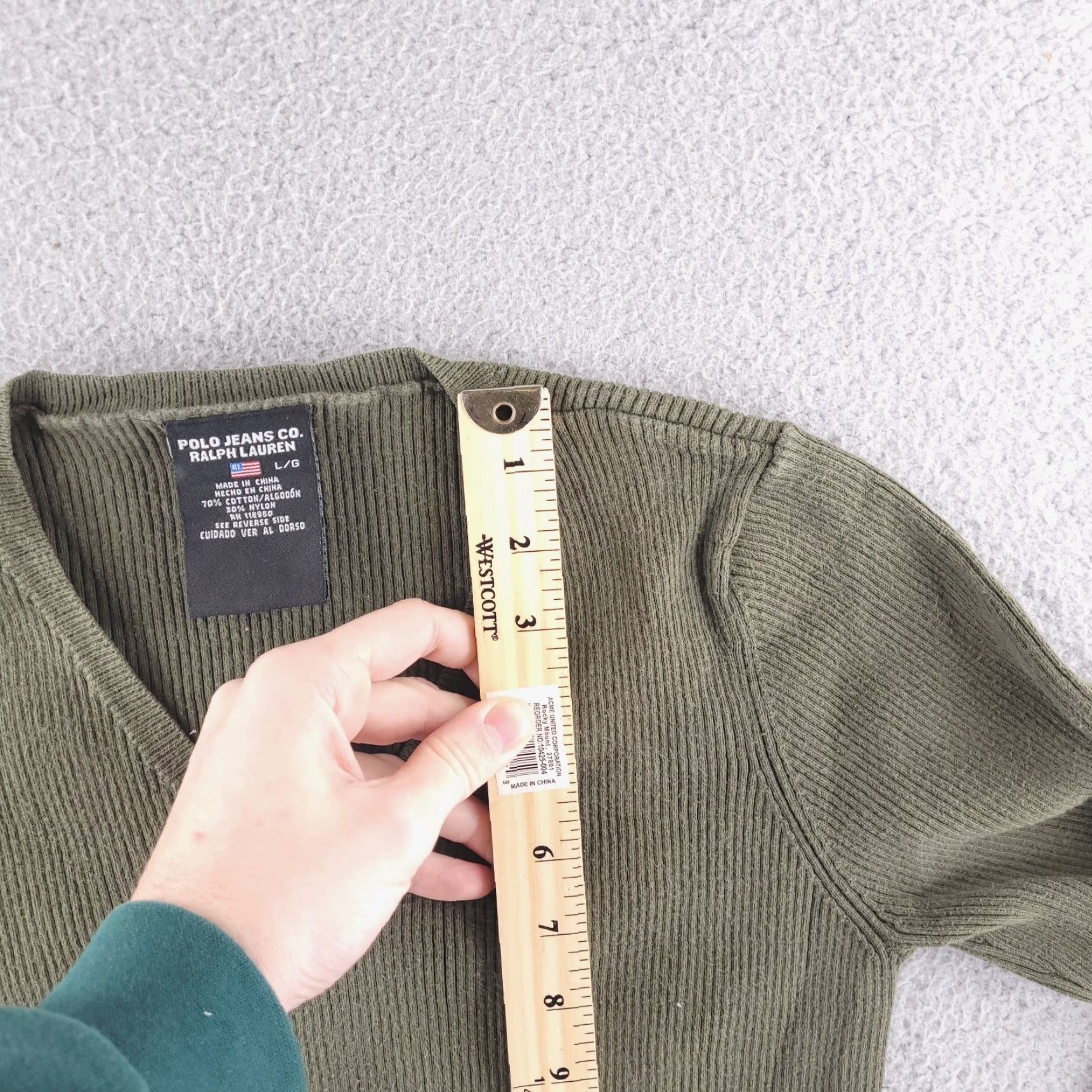 Polo Ralph Lauren VINTAGE Polo Ralph Lauren Sweater Womens XS XL Green Cable-Knit Ribbed V-Neck Pullover, Long Sleeve, Knit Style Cable-Knit, Size L (Tag Large) Womens Size L / US 10 / IT 46 - 5 Thumbnail