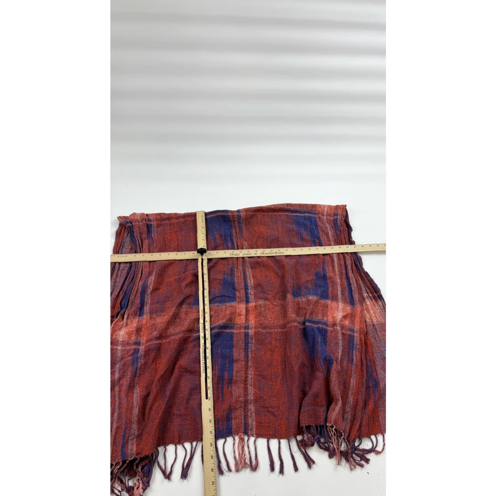 Lucky Brand Lucky Brand Scarf Shawl Wrap Womens One Size Red Blue Plaid Fringe Pocket Cotton Size ONE SIZE - 7 Thumbnail