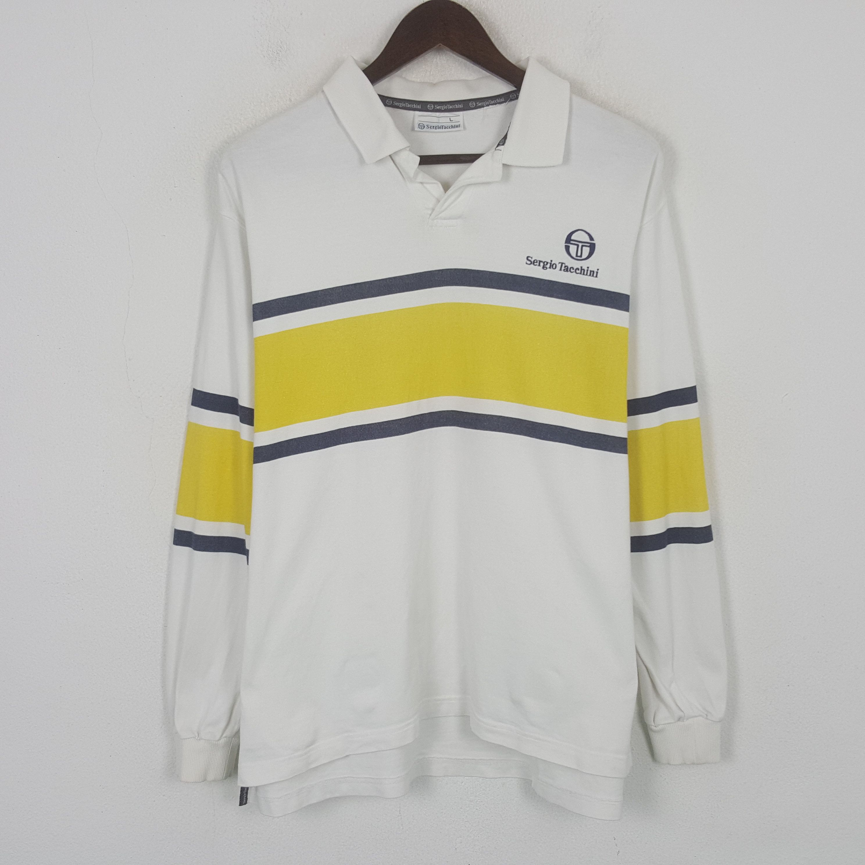 Sergio Tacchini Vintage Sergio Tacchini Striped Rugby Tshirt Size US L / EU 52-54 / 3 - 1 Thumbnail
