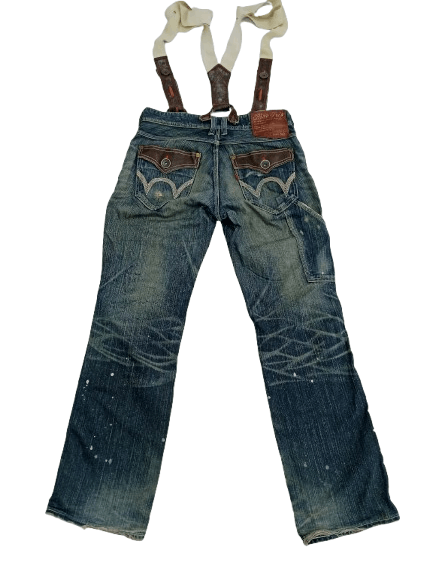 Edwin EDWIN Blue Trip With Suspenders Distressed Jeans Size US 32 / EU 48 - 2 Thumbnail