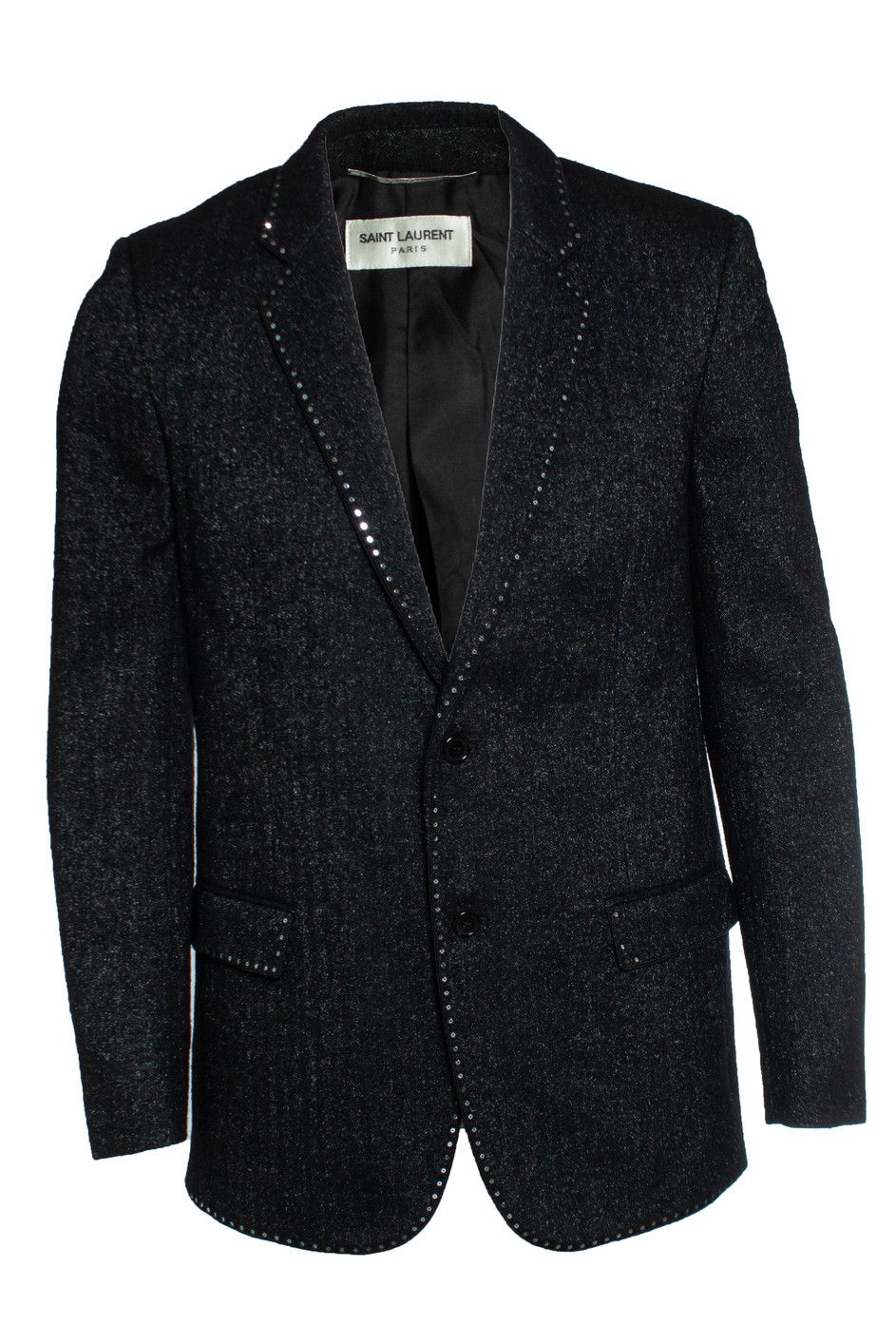 Saint Laurent Paris Saint Laurent, 19FW sequin embroidered trim blazer Size 50R - 1 Thumbnail