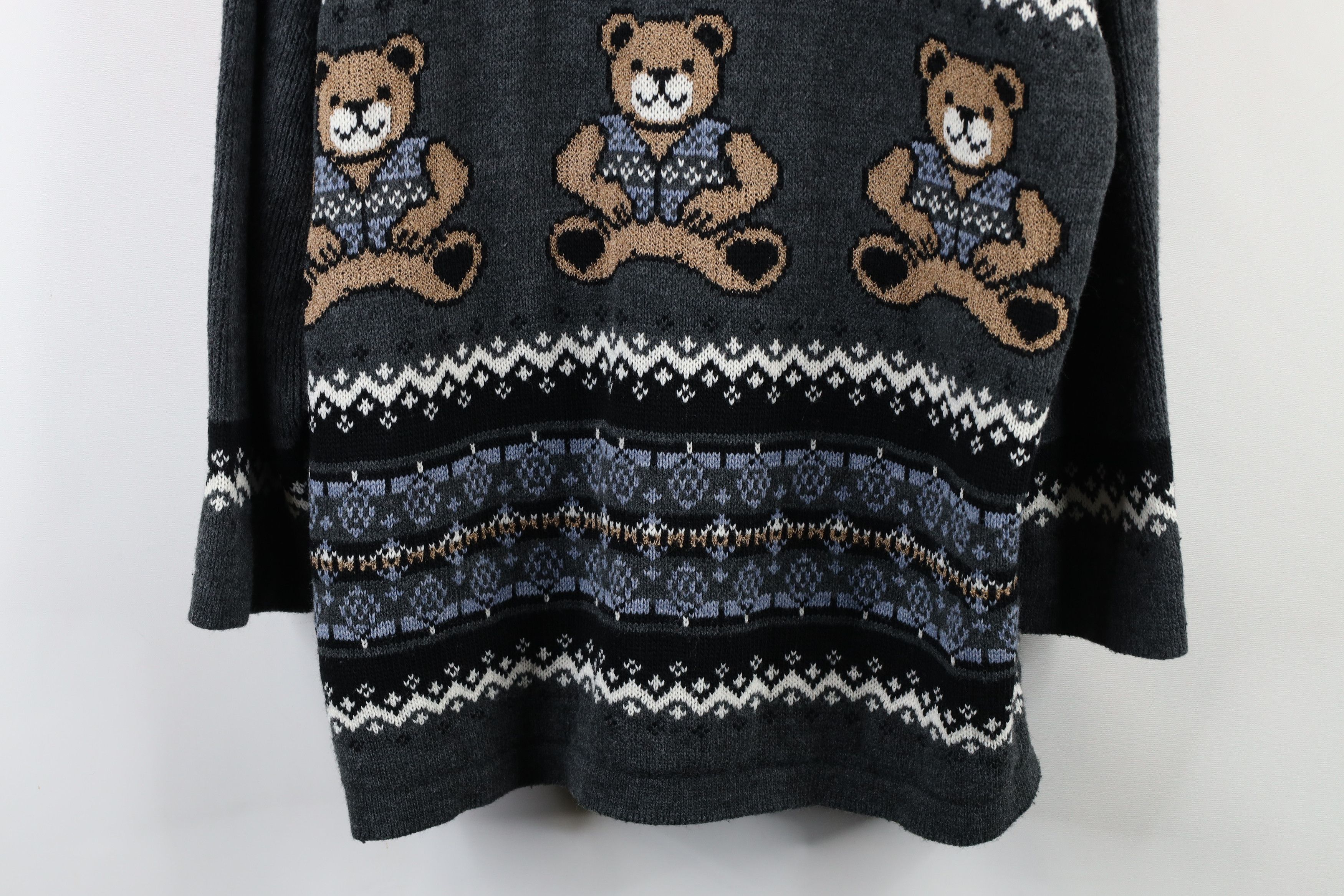 Vintage Vintage 90s Streetwear Teddy Bear Marled Knit Sweater USA Size M / US 6-8 / IT 42-44 - 3 Thumbnail