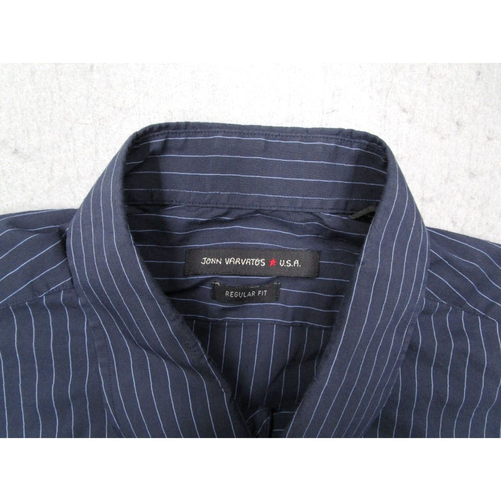 John Varvatos VINTAGE John Varvatos Star USA Dress Shirt Mens 16.5 Blue Striped Business Casual Long Sleeve 100% Cotton Size 34R - 3 Thumbnail