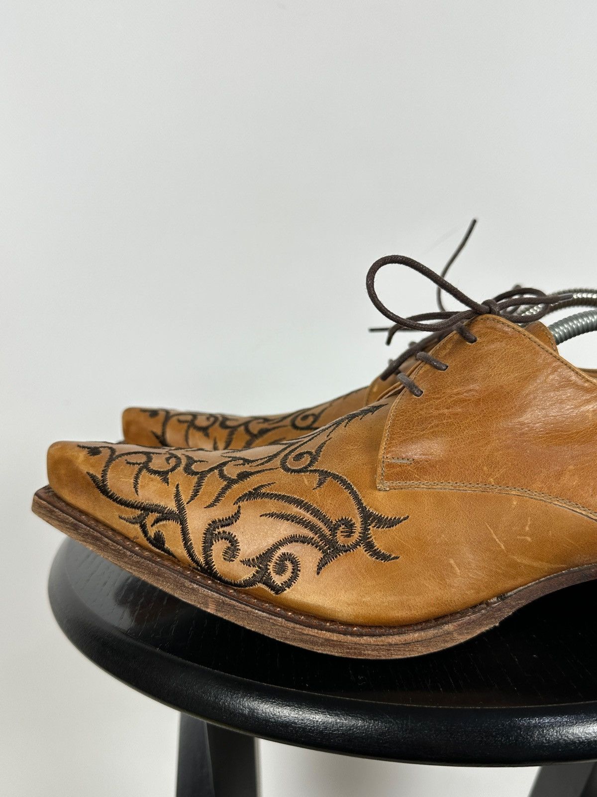 Sendra 7650 Sendra Brown Leather Embroidered Western Derby Shoes Size US 7 / EU 40 - 14 Thumbnail