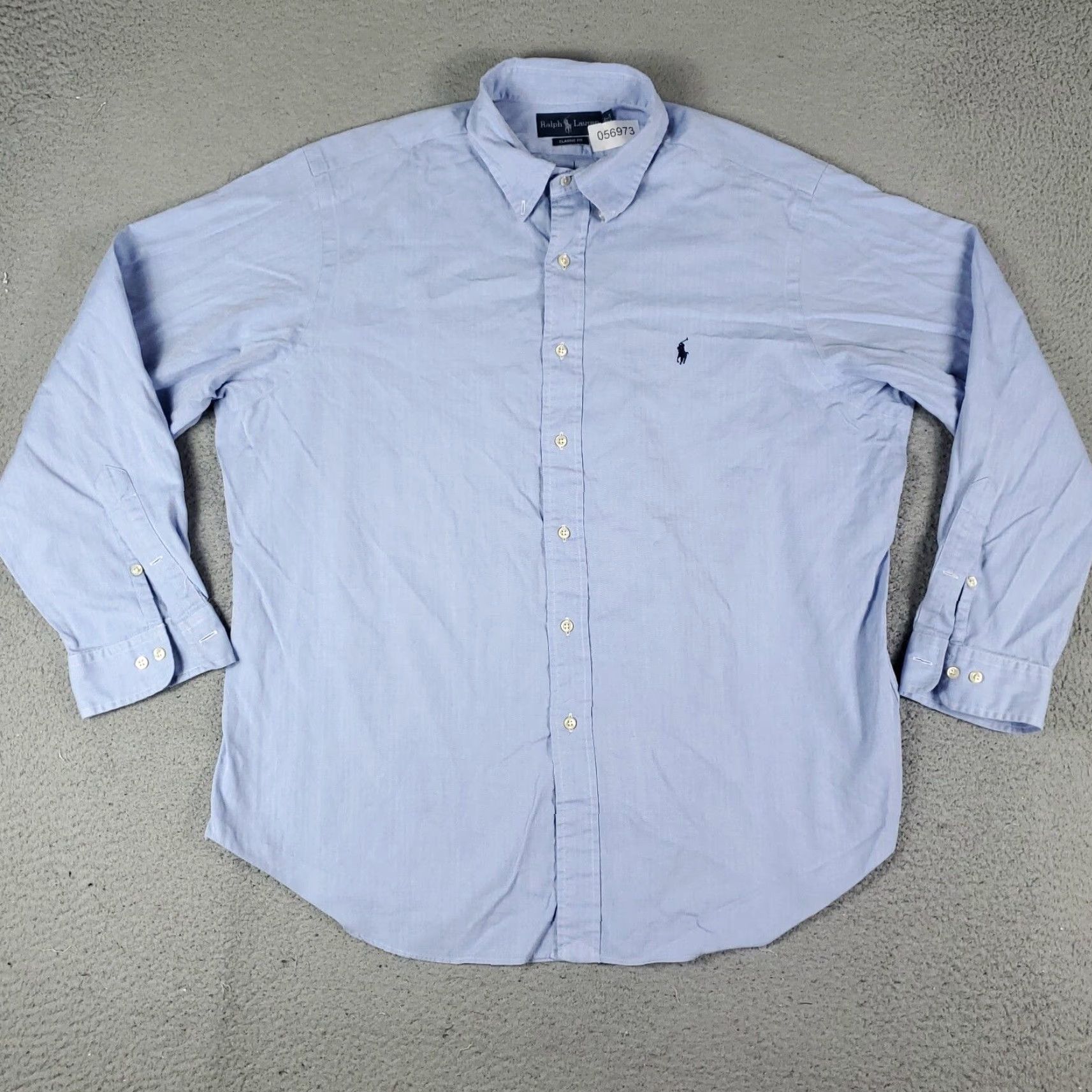 Ralph Lauren Ralph Lauren Dress Shirt Mens Size 17 Blue Long Sleeve Button Down Classic Size 46R - 3 Thumbnail