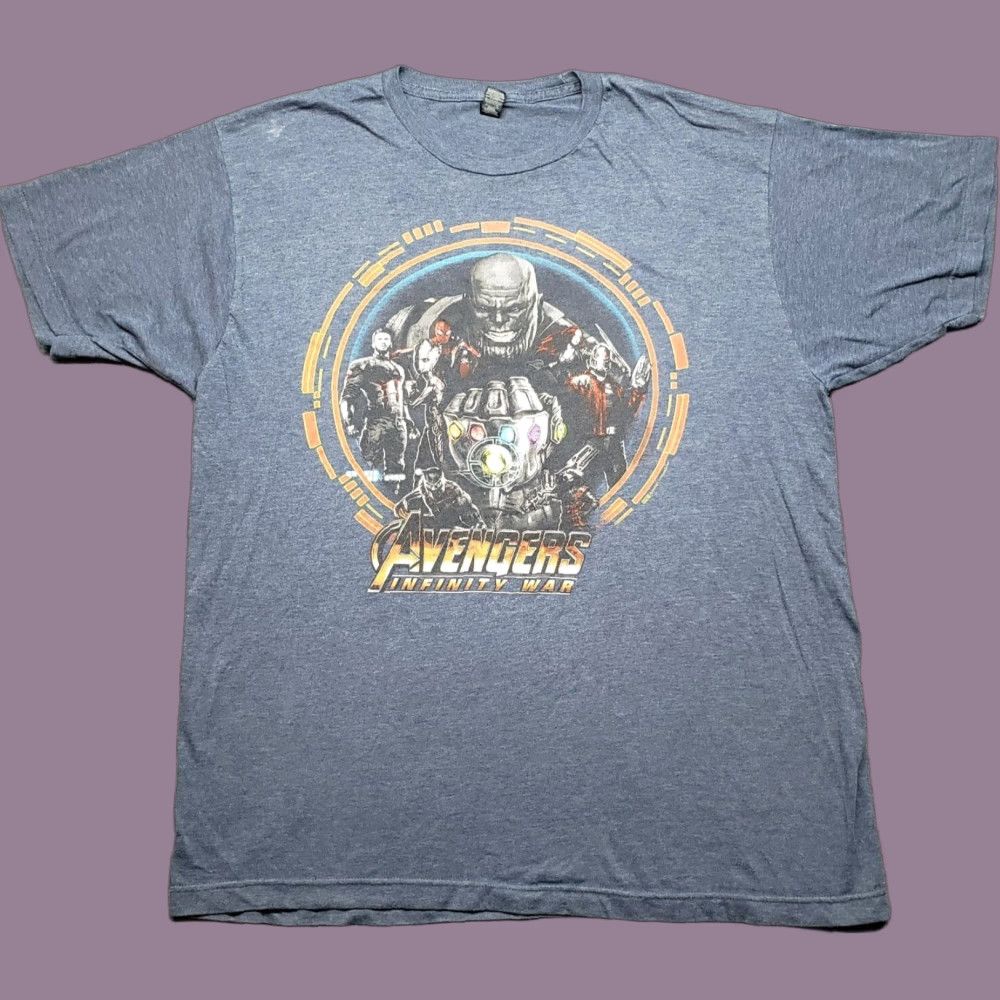 Vintage M&O Fine T-Shirt Mens XL Blue Avengers Infinity War Crew Neck Short Sleeve Size US XL / EU 56 / 4 - 1 Thumbnail
