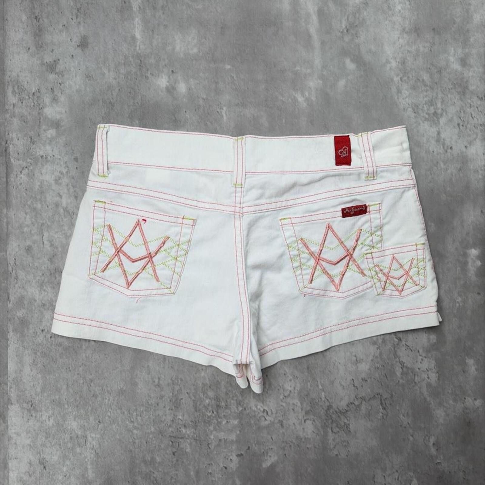 Other Y2K White A-Jeans Grunge Gothic Mini Denim Shorts Size 30" / US 8 / IT 44 - 1 Thumbnail