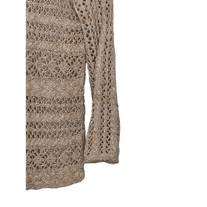 Women's Lucky Brand Open Knit Crochet Cotton Linen Pullover Sweater -  Medium