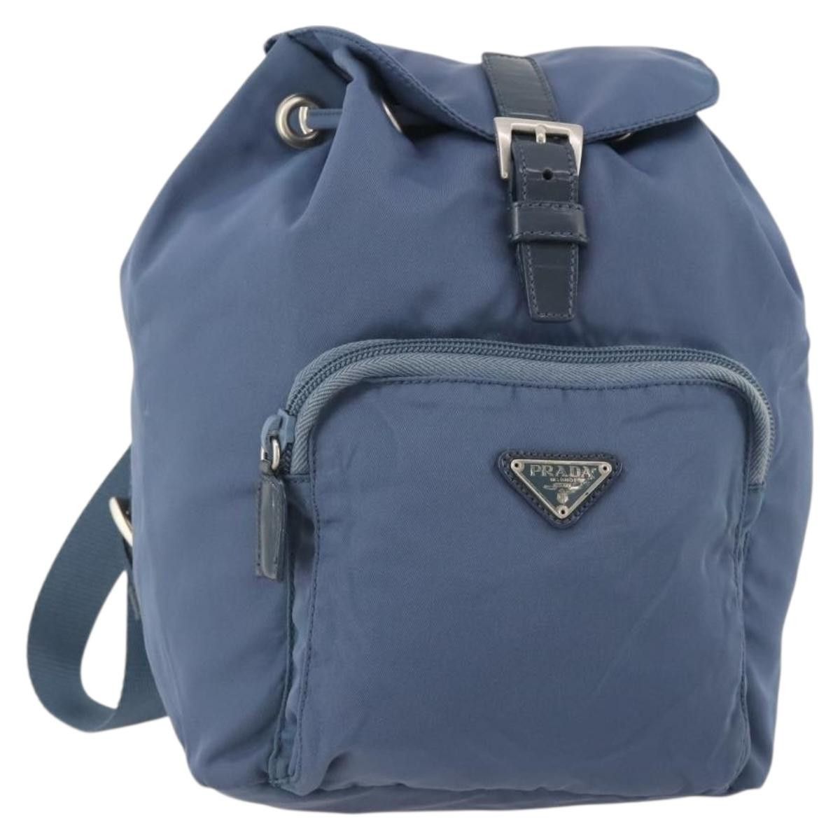 PRADA Backpack Nylon Blue Silver Auth YKZ354 PRADA Backpack Nylon Blue Silver Auth 157773 Silvery ref  main image 3