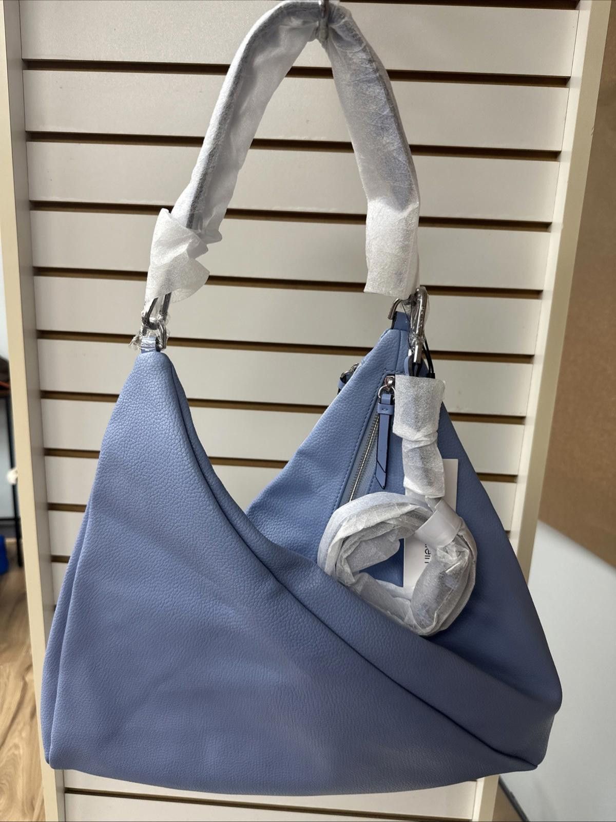 Calvin Klein Calvin Klein Geo Rocky Road Hobo Purse Blue with Side Pocket Size ONE SIZE - 2 Thumbnail