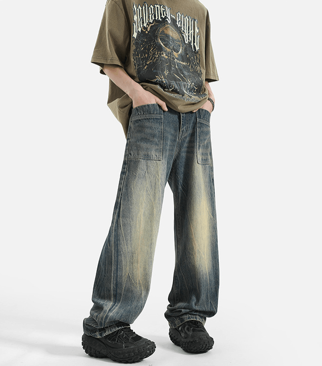 Japanese Brand × Vintage American street men's cleanfit washed straight flared jeans Size US 32 / EU 48 - 1 Thumbnail