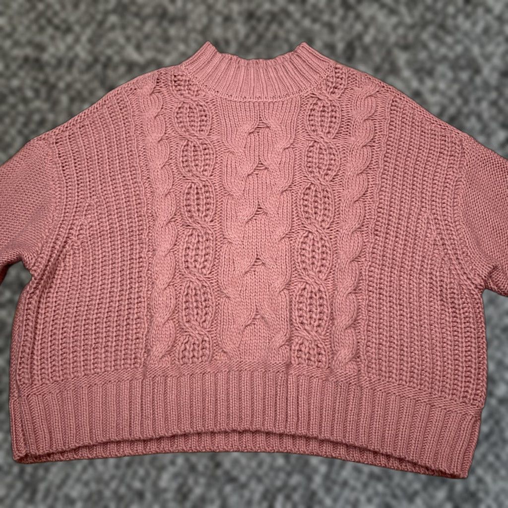 Lucky Brand Lucky Brand Sweater Womens L Pink Cable-Knit Mock Neck Pullover, Long Sleeve, Regular Fit, Knit, Solid, Winter Spring Fall, Casual Size L / US 10 / IT 46 - 1 Thumbnail