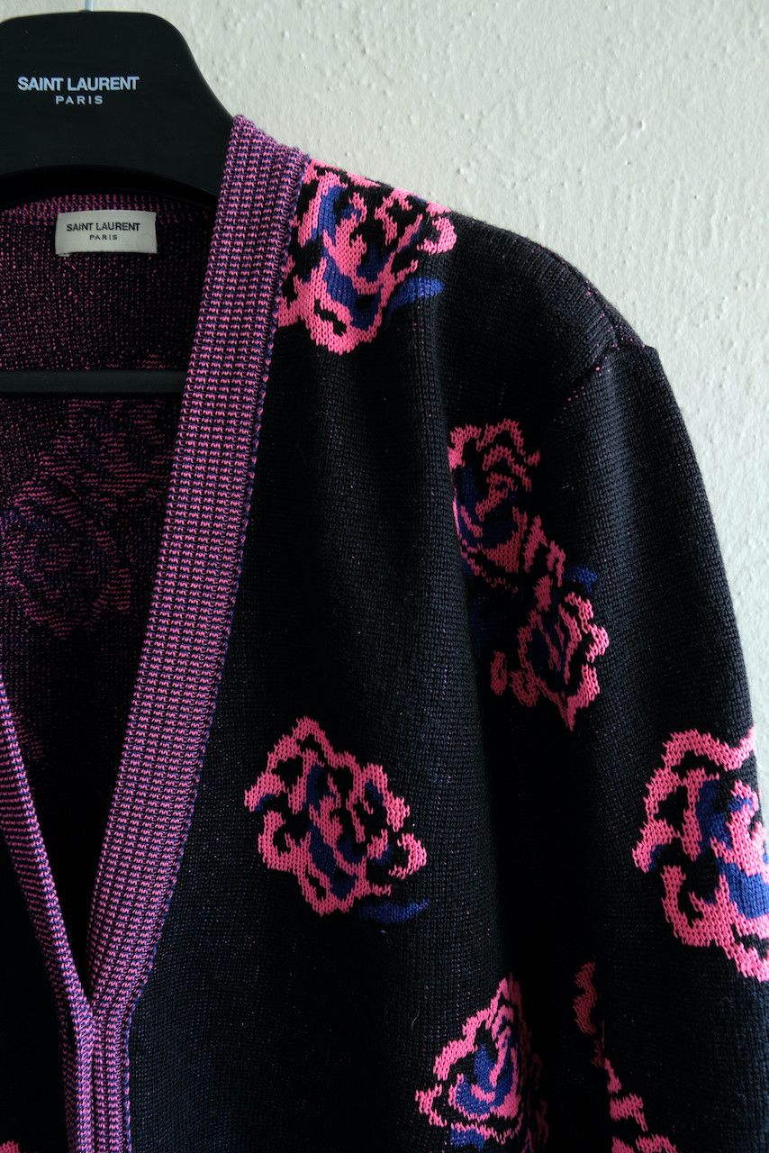 Hedi Slimane × Saint Laurent Paris Saint Laurent Rose Floral Cardigan Surf Sound Paris SS16 Size US L / EU 52-54 / 3 - 4 Thumbnail