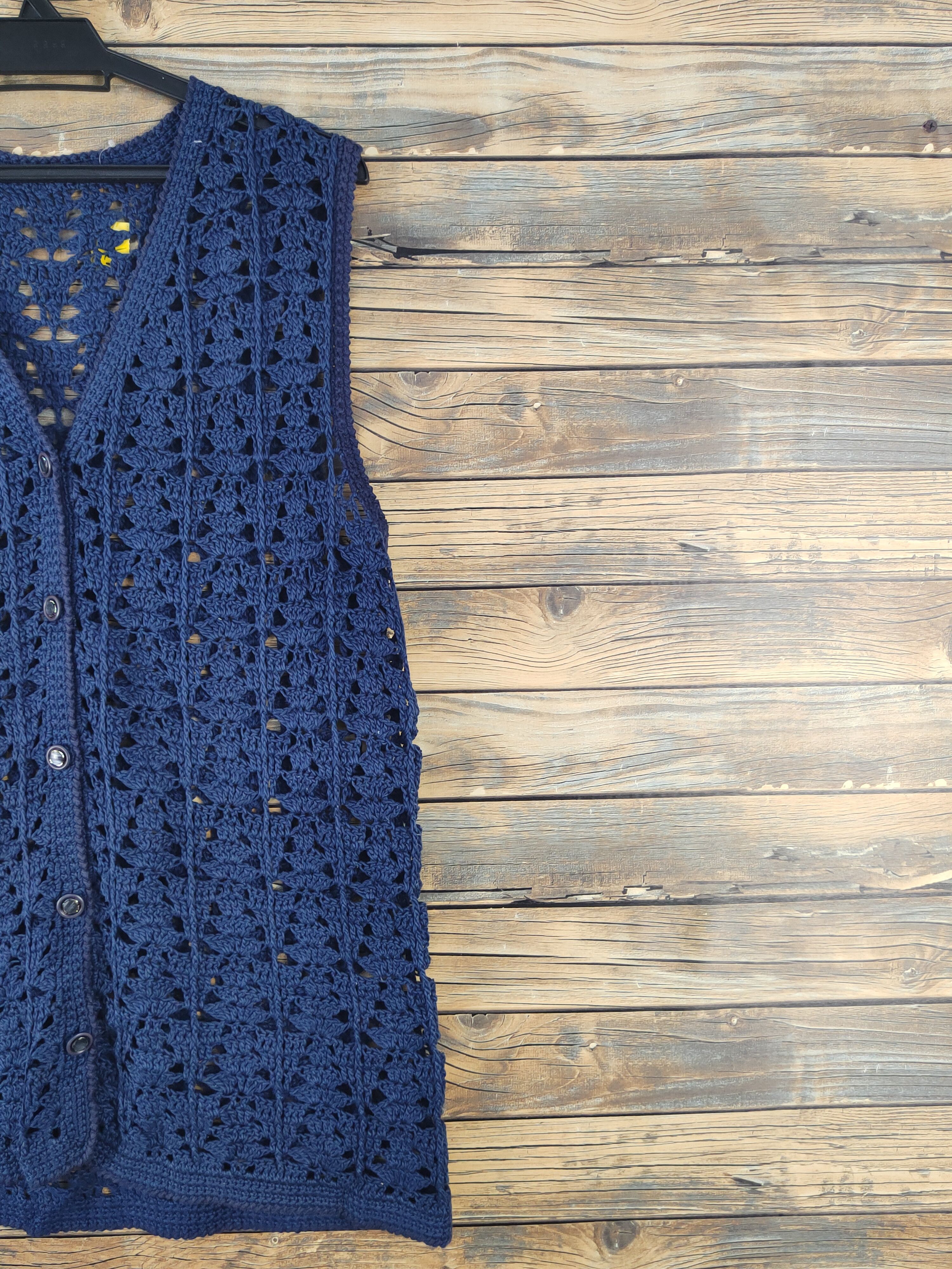 Japanese Brand Japanese Brand Navy Crochet Meshnet Knitwear Vests #W1742 Size M / US 6-8 / IT 42-44 - 5 Thumbnail