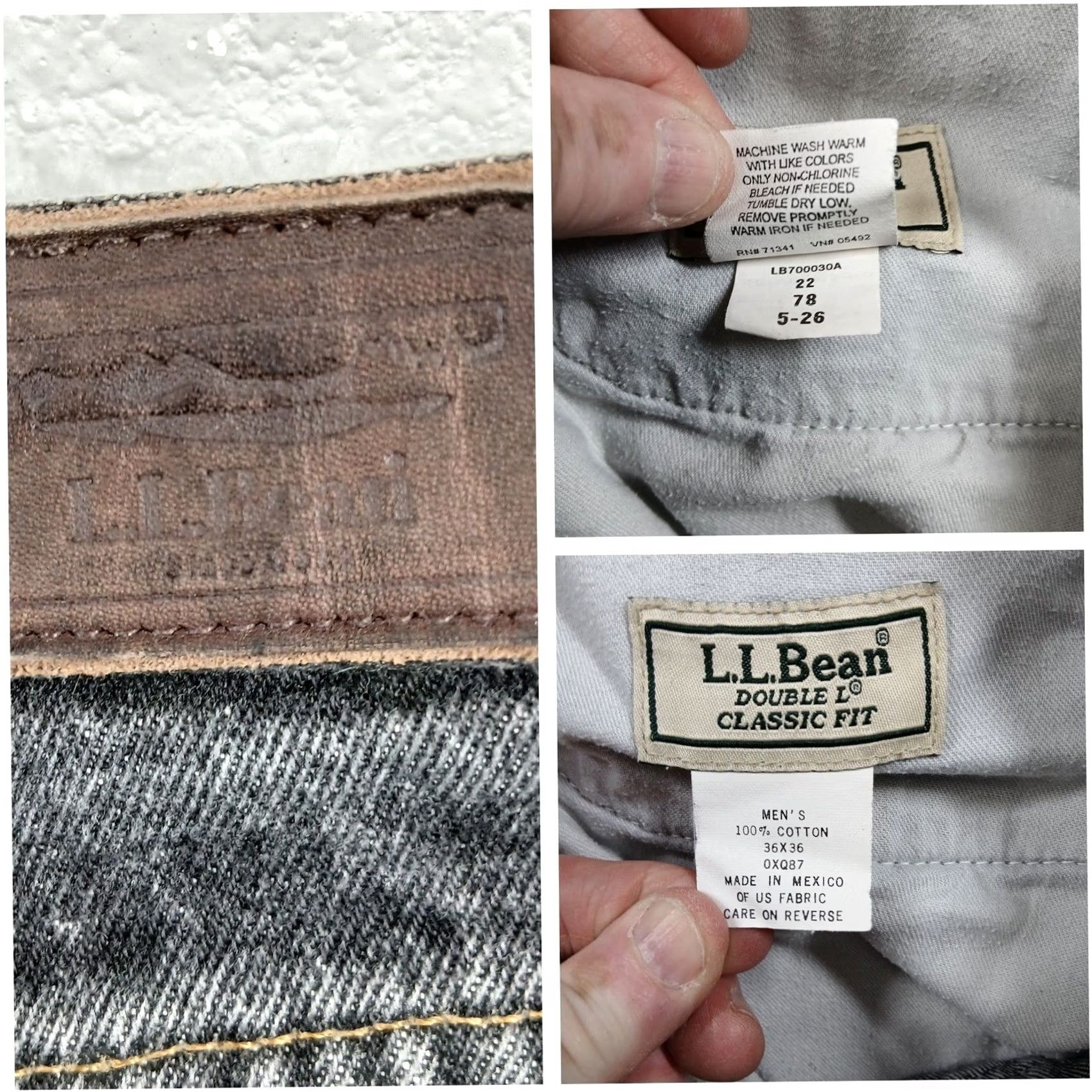 Vintage L.L. Bean Double L Classic Fit Black Faded Denim Jeans 36x36 Size US 36 / EU 52 - 4 Thumbnail
