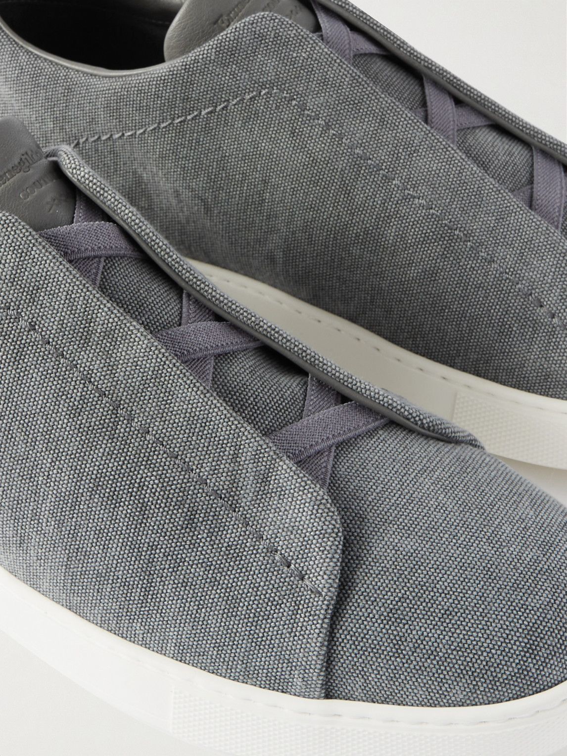 Ermenegildo Zegna o1s1rm1025 RLHTYE Triple Stitch Low-Top Sneakers in Gray Size US 5.5 / EU 38 - 6 Thumbnail