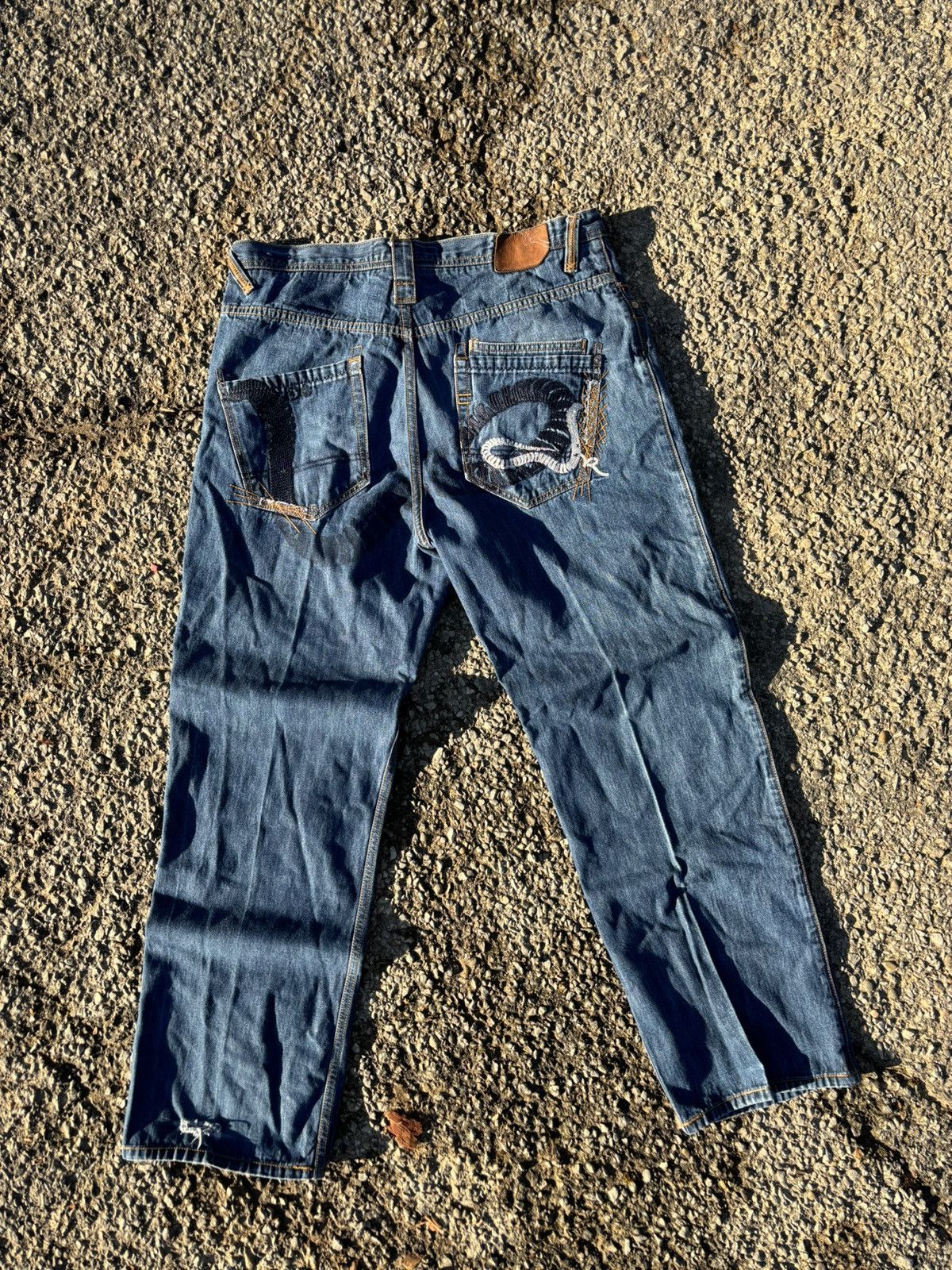 image of Insane Vintage Baggy Jnco Skate Style Snake Rocawear Pants in Blue, Men's (Size 38)