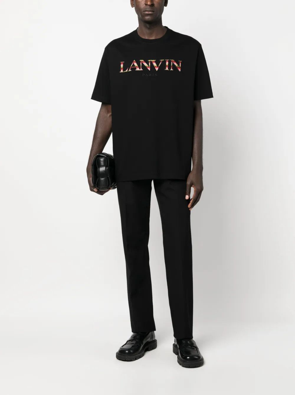 Lanvin oc11z0426 Logo Embroidered Cotton T-Shirt in Black Size US L / EU 52-54 / 3 - 2 Thumbnail
