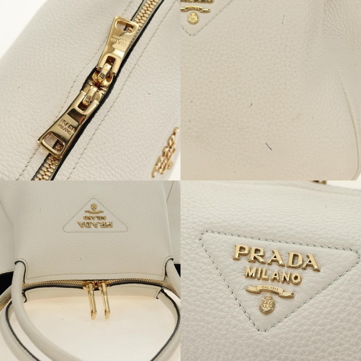 Prada Prada Vitello Leather Handbag Cream Size ONE SIZE - 11 Thumbnail