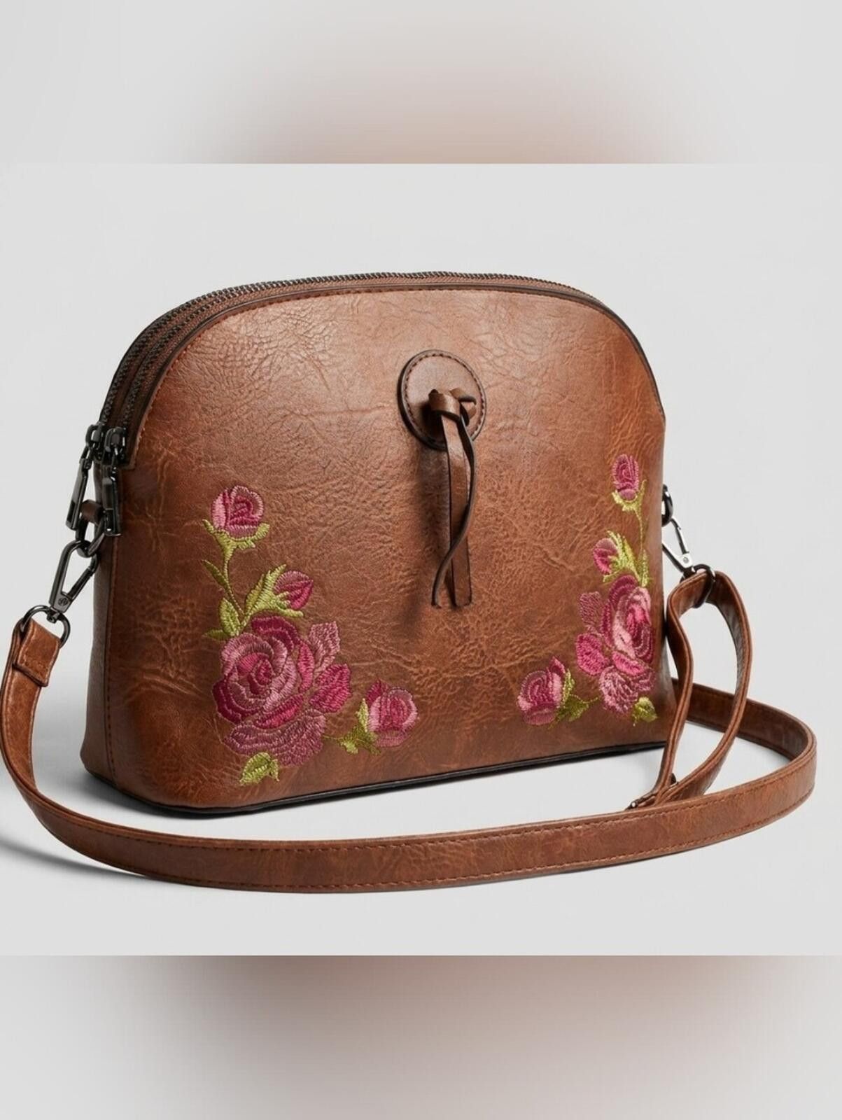 Other Floral Embroidered Brown Crossbody Bag Size ONE SIZE - 1 Thumbnail
