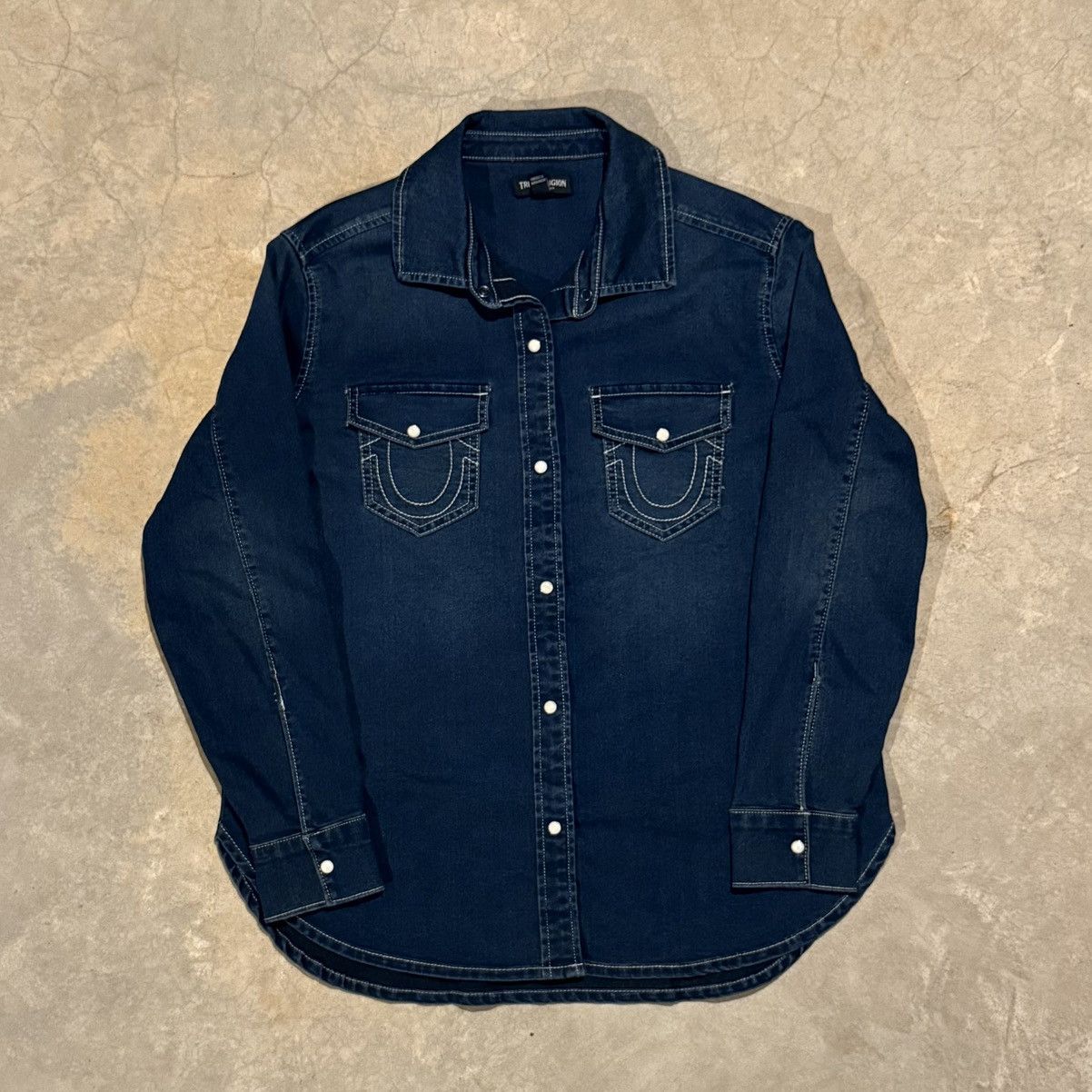 True Religion Vtg True Religion Faded Denim Pearl Snap Shirt Grunge ERD Size US S / EU 44-46 / 1 - 1 Thumbnail