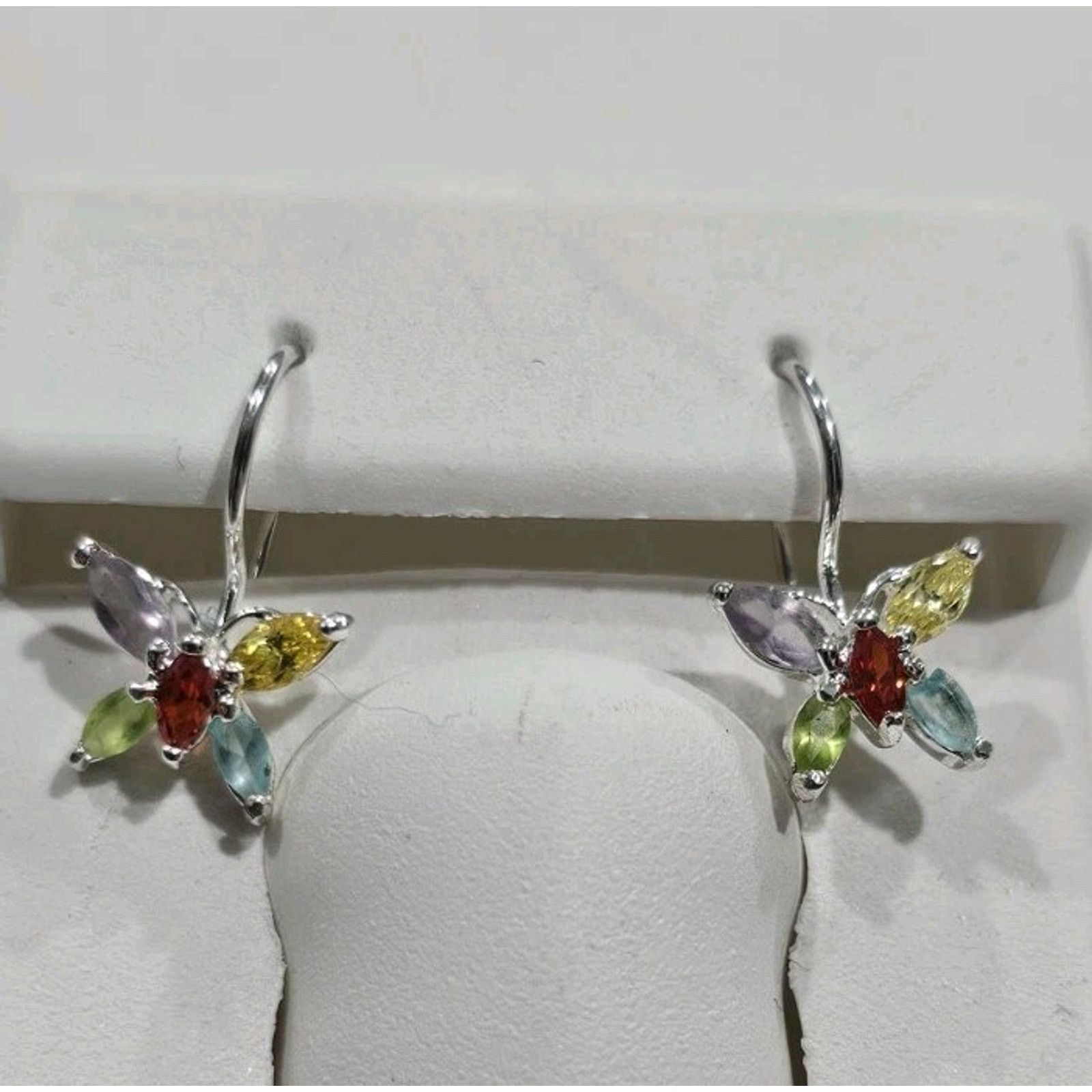 Other Butterfly Sterling Silver Earrings Multi Marqui Stone Size ONE SIZE - 1 Thumbnail