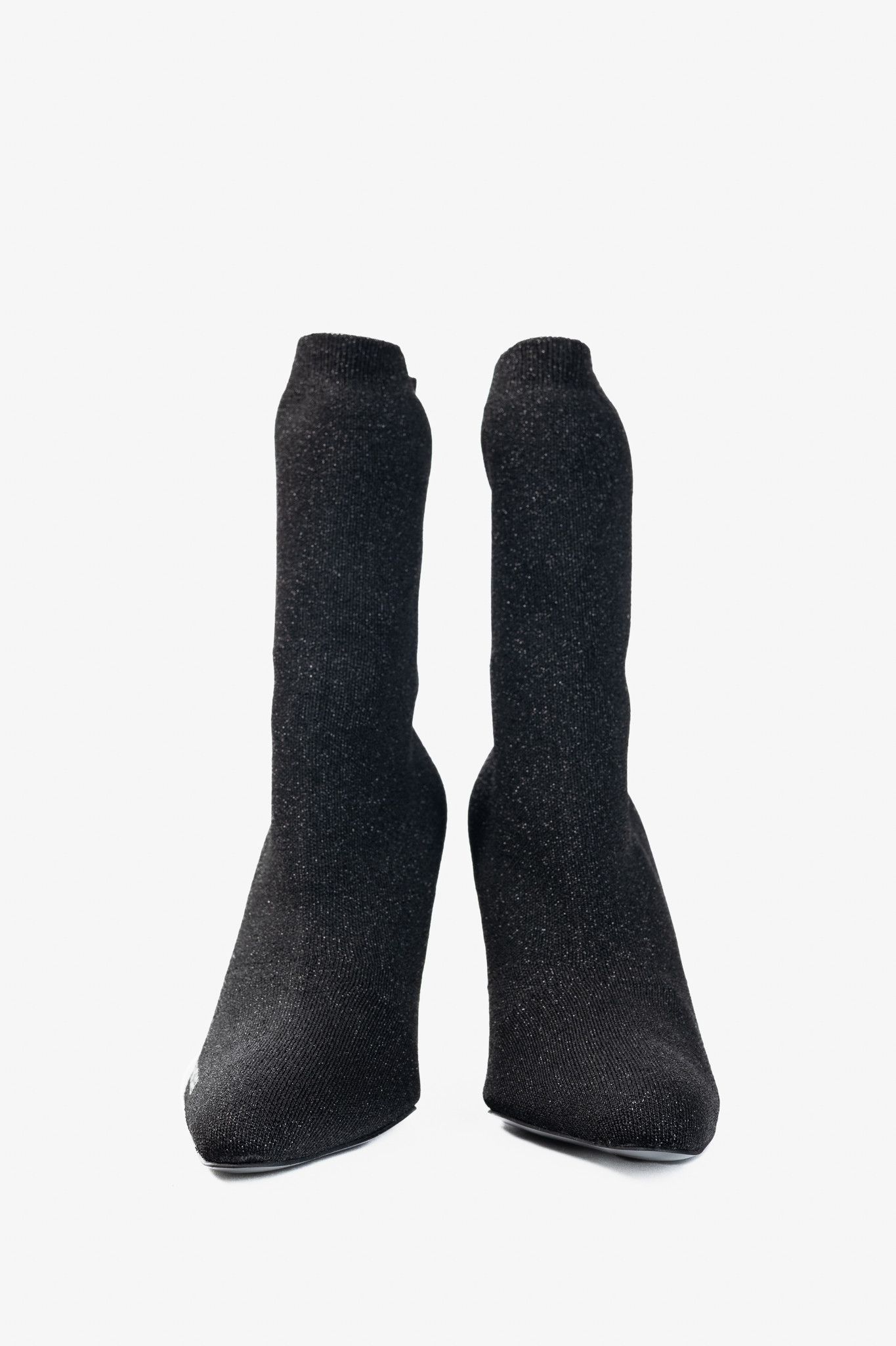 Balenciaga Balenciaga Knife 80 Black Glittered Stretch-Knit Ankle Boots Size US 4.5 / IT 34.5 - 2 Thumbnail