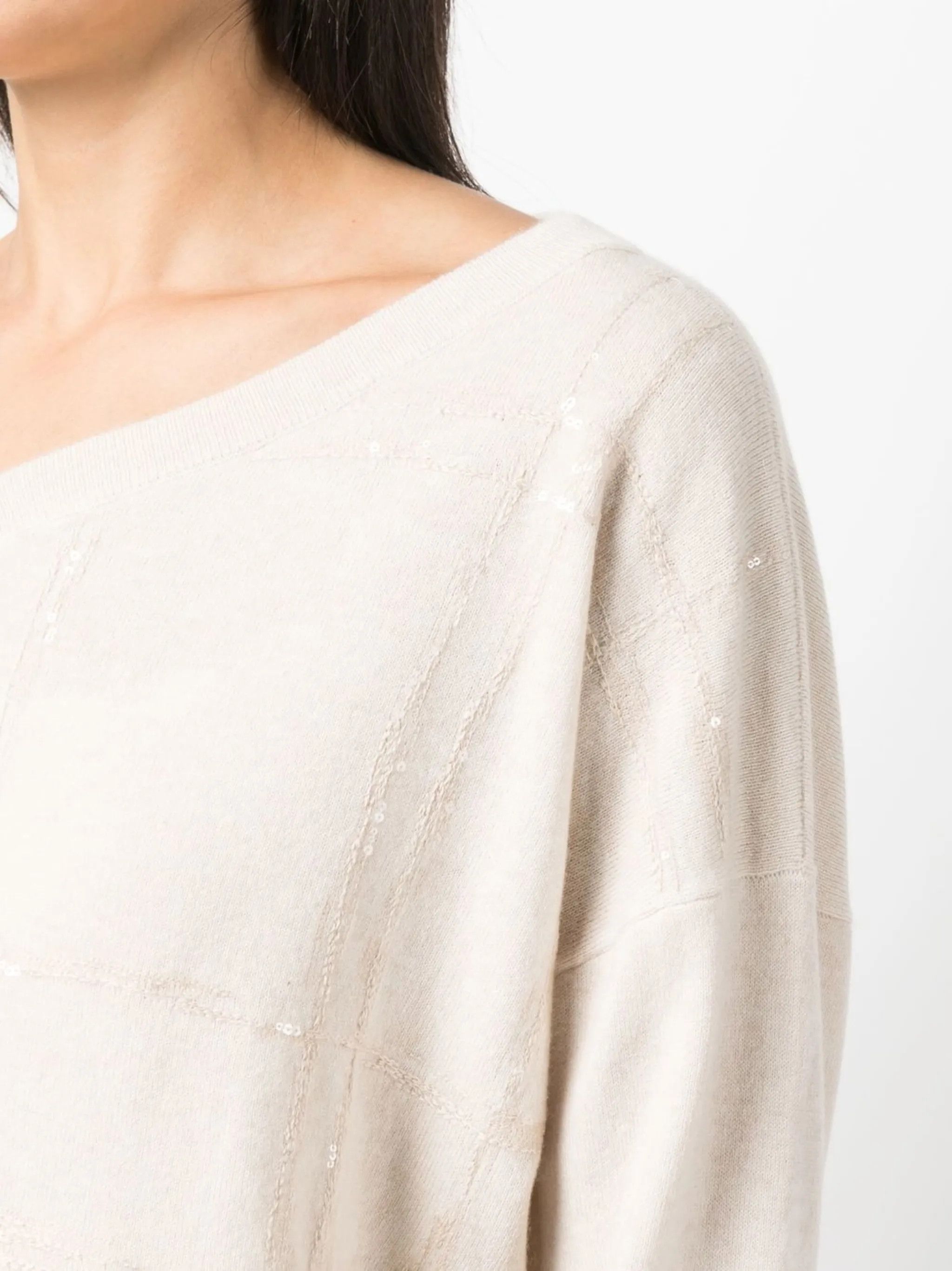 Brunello Cucinelli o1y0825 V-neck Sweater in Ivory Size XS / US 0-2 / IT 36-38 - 2 Thumbnail