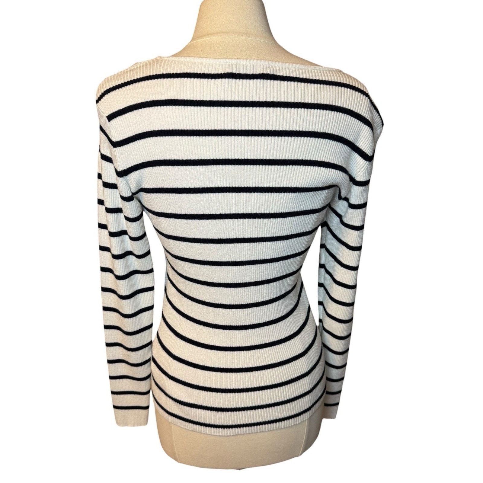 Other RD Style Square Neck Rib Knit Sweater XL Black White Stripe Size XL / US 12-14 / IT 48-50 - 4 Thumbnail