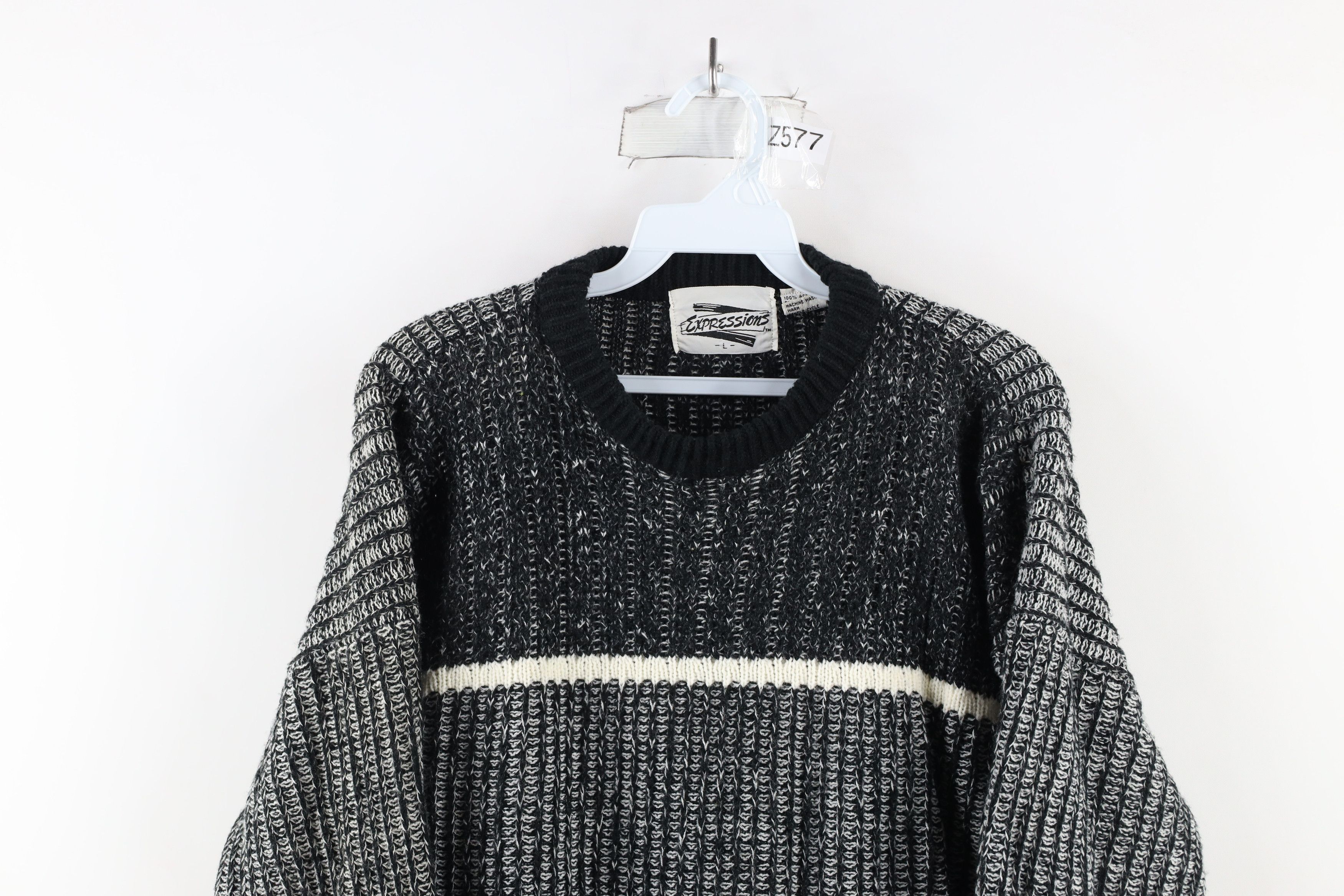 Vintage Vintage 90s Coogi Style Striped Chunky Ribbed Knit Sweater Size US L / EU 52-54 / 3 - 2 Thumbnail