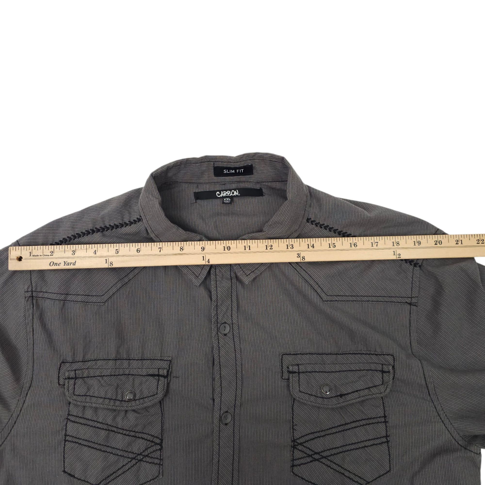 Carbon Carbon Slim Fit Button Front Shirt Mens XXL READ Tab Sleeve Size US XXL / EU 58 / 5 - 5 Thumbnail