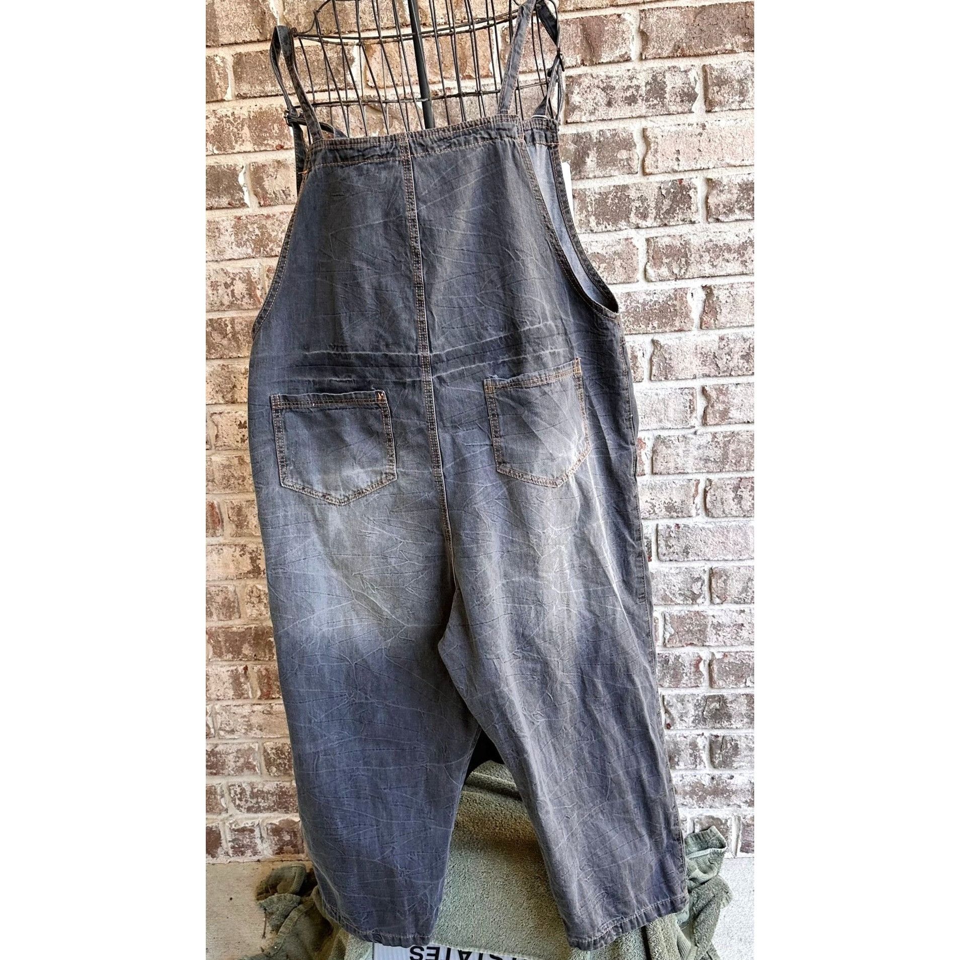 Other NWT YESNO Denim Painted Bib Overalls Medium Wide L Size 32" / US 10 / IT 46 - 7 Thumbnail
