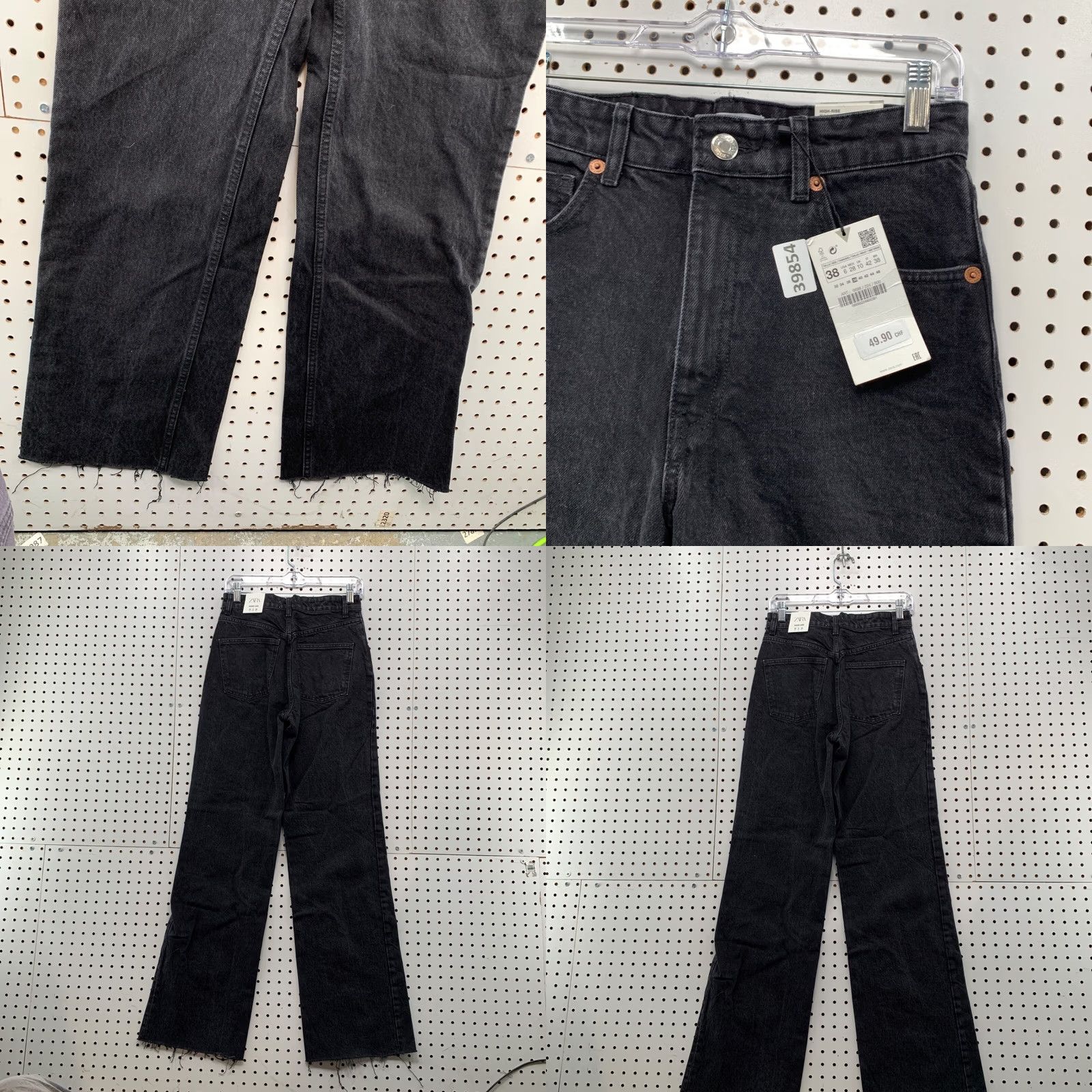 Zara Zara Jeans Womens Size 6 Fits 27x33 Black Denim High Rise Wide Leg New NWT Size 28" / US 6 / IT 42 - 8 Thumbnail