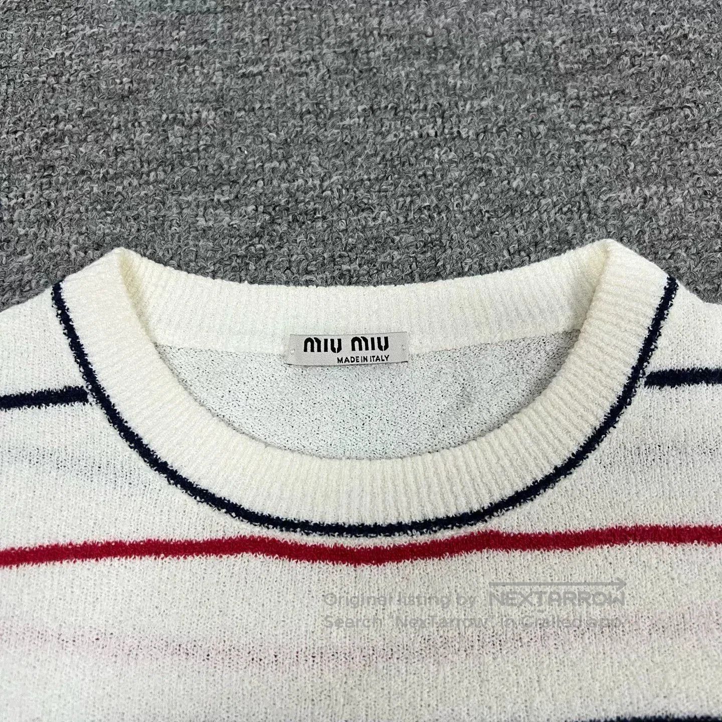 Miu Miu Miu Miu Terry Logo Striped Short Sleeve. Size S / US 4 / IT 40 - 4 Thumbnail