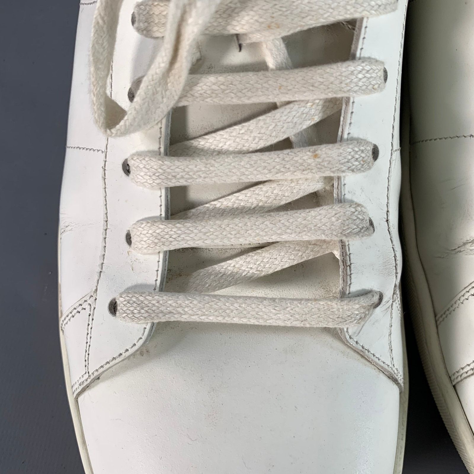 Saint Laurent Paris SAINT LAURENT Size 15 White Leather Low Top Lace-Up Sneakers Size US 15 / EU 48 - 12 Thumbnail
