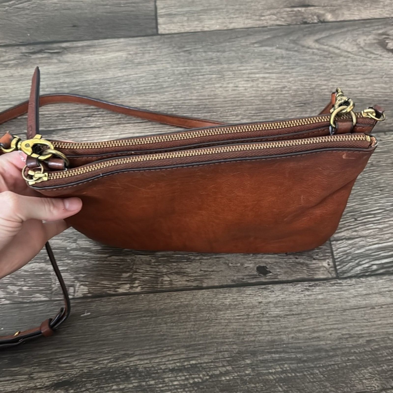 Fossil Fossil Devon Brown Leather Crossbody Bag Size ONE SIZE - 4 Thumbnail