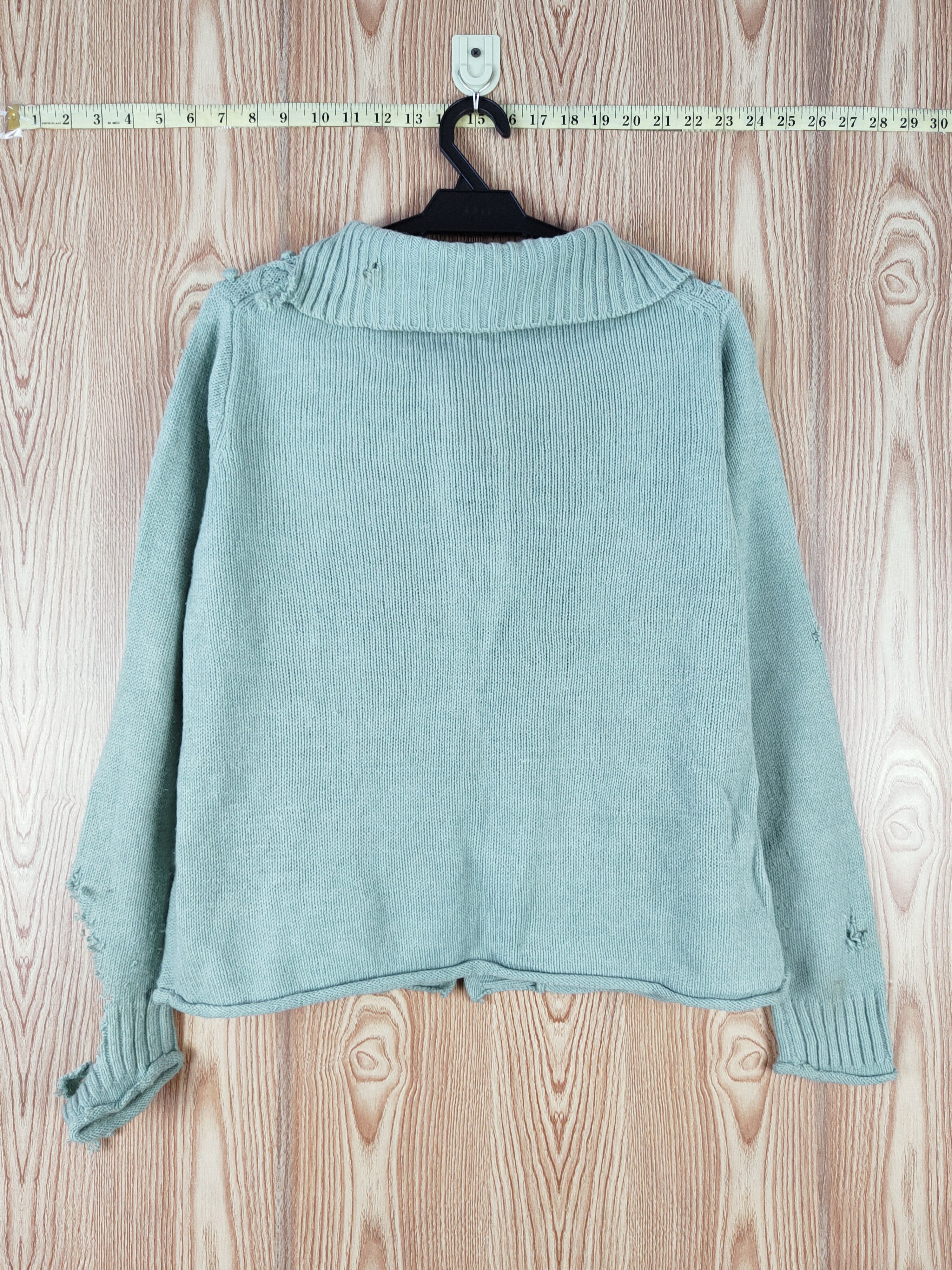 Japanese Brand × Vintage L& Beautiful Green Ripped Knitwear Cardigan #w875 Size M / US 6-8 / IT 42-44 - 11 Thumbnail