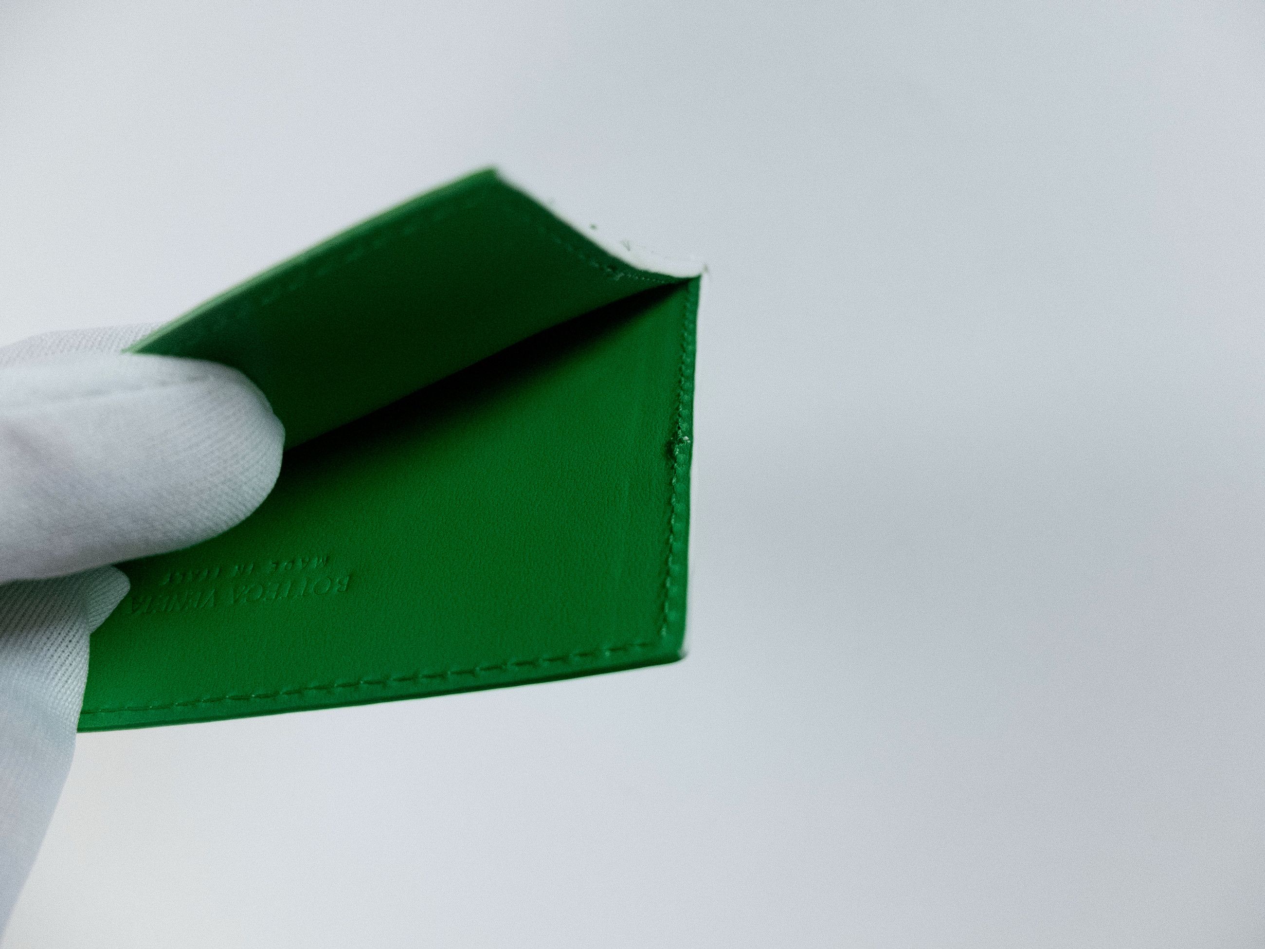 Bottega Veneta BOTTEGA VENETA white green woven leather card holder q Size ONE SIZE - 4 Thumbnail