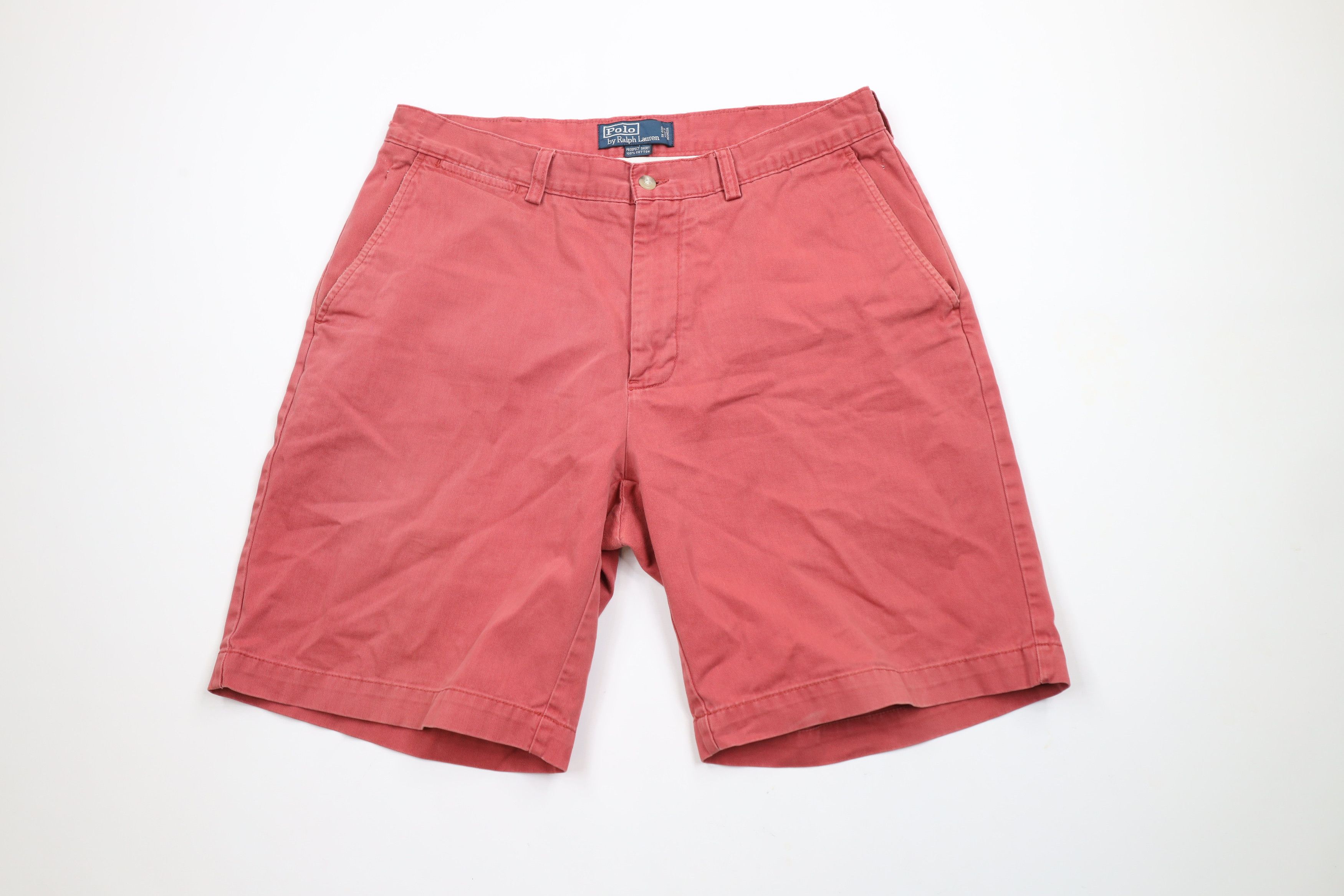 Ralph Lauren × Vintage Vintage 90s Ralph Lauren Above Knee Cotton Chino Shorts Red Size US 34 / EU 50 - 1 Thumbnail