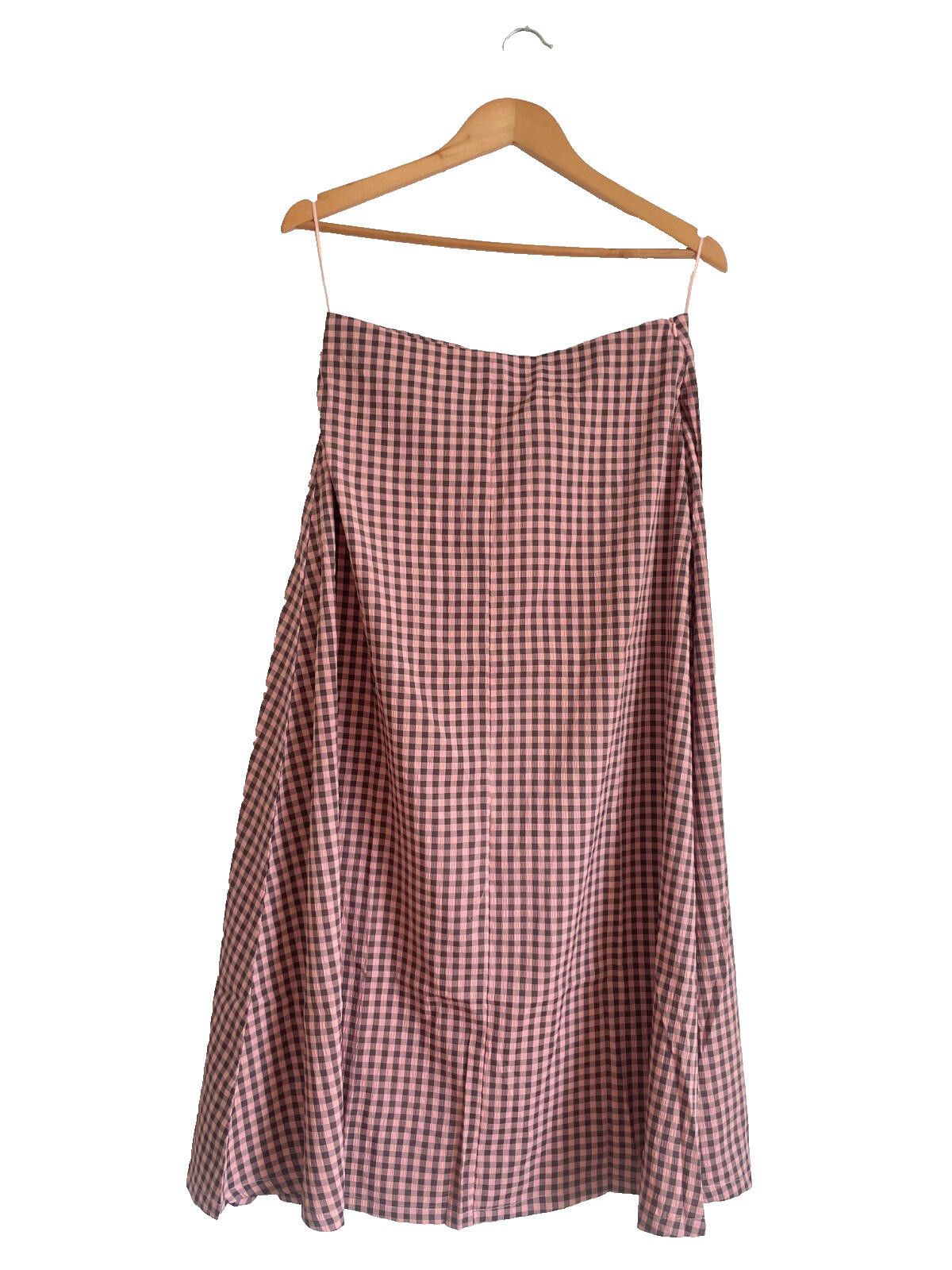 Brave Soul Brave Soul Pink Brown Gingham Midi Skirt Size S BNWT Size 28" / US 6 / IT 42 - 1 Thumbnail