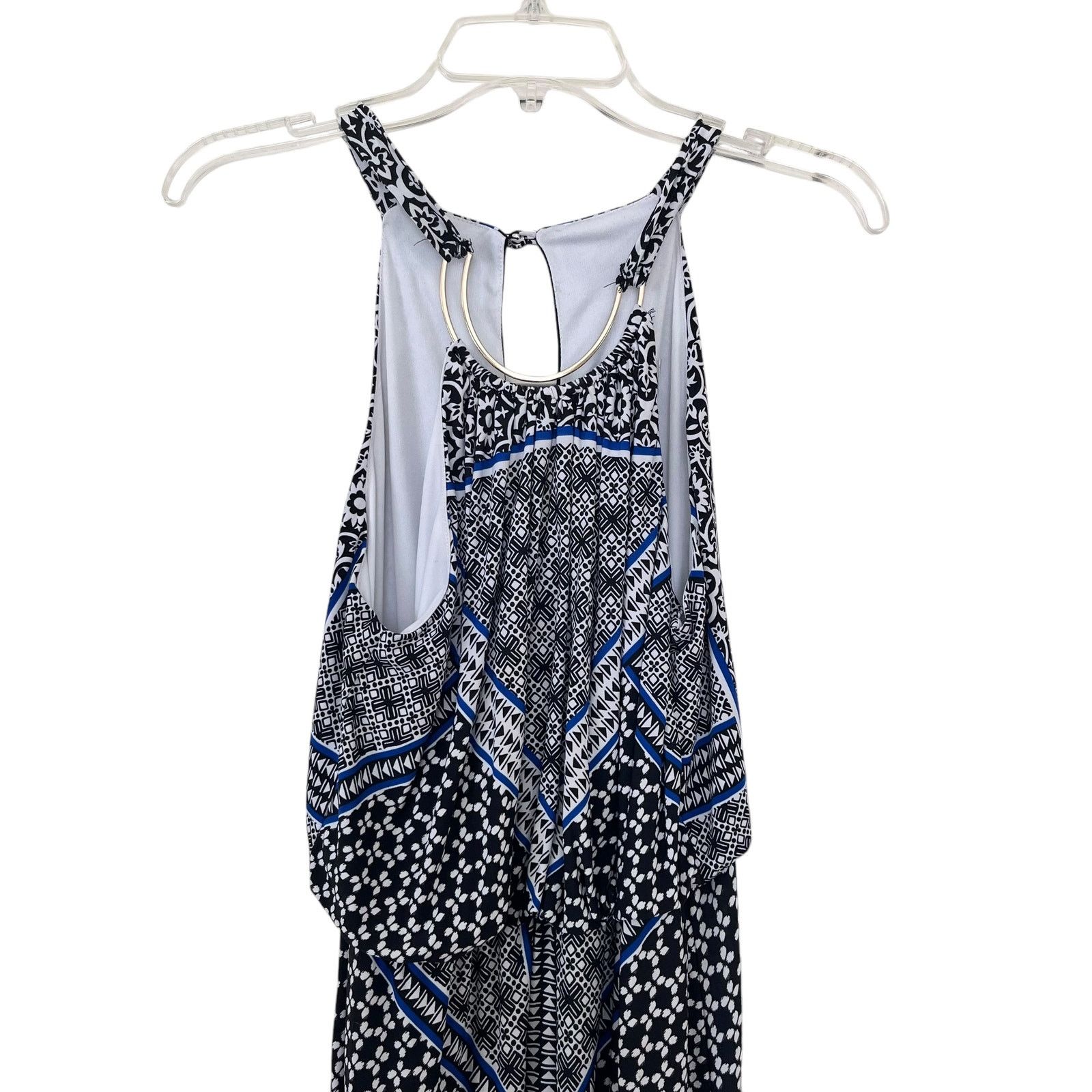 Other Bisou Bisou Black Royal Blue Maxi Dress Halter Dress Size M / US 6-8 / IT 42-44 - 2 Thumbnail