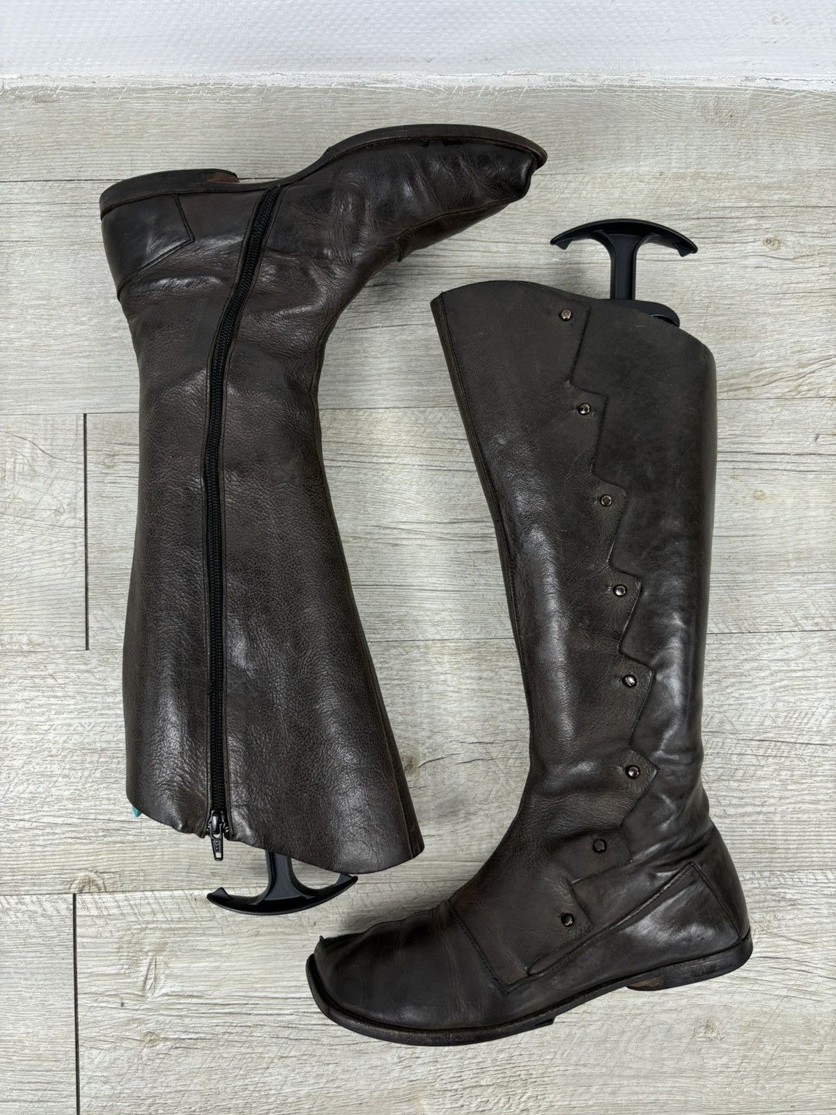 CYDWOQ RARE RUGGED Hand Made USA Leather Knee High Hessian Boots 38 Size US 8 / IT 38 - 8 Thumbnail