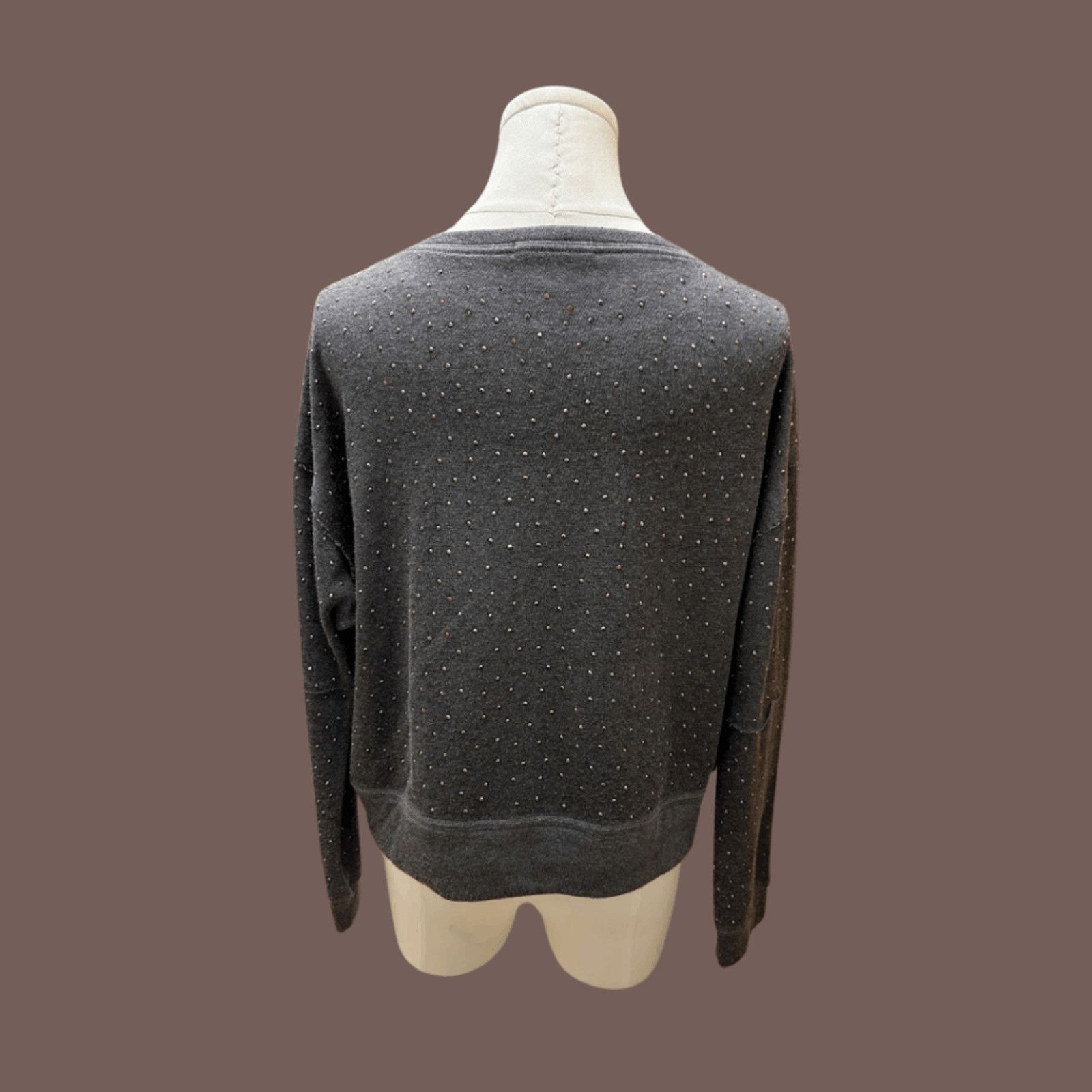 Alice + Olivia VTG Modal Sweatshirt Alice + Olivia Studded Grey Luxe Basic Size M / US 6-8 / IT 42-44 - 2 Thumbnail