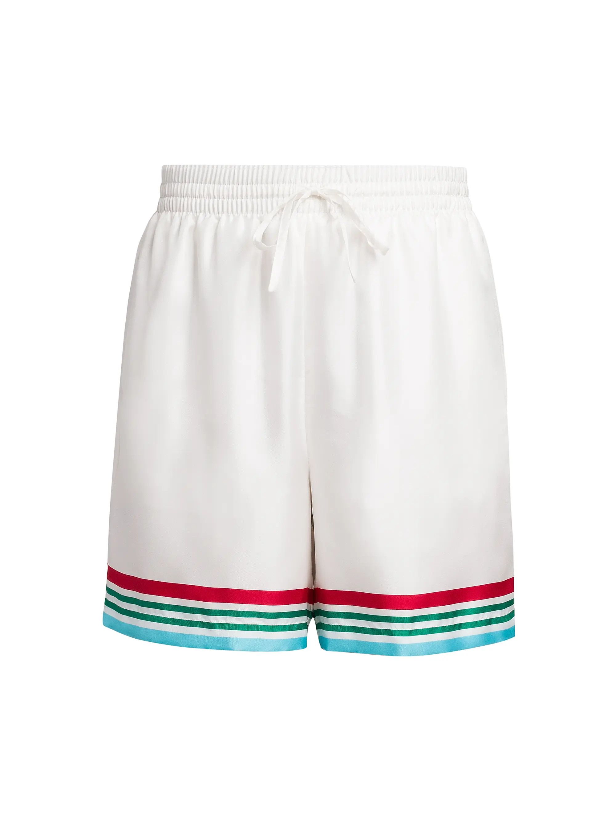 os11x0725 Striped Silk Drawstring Track Shorts in Multicolor